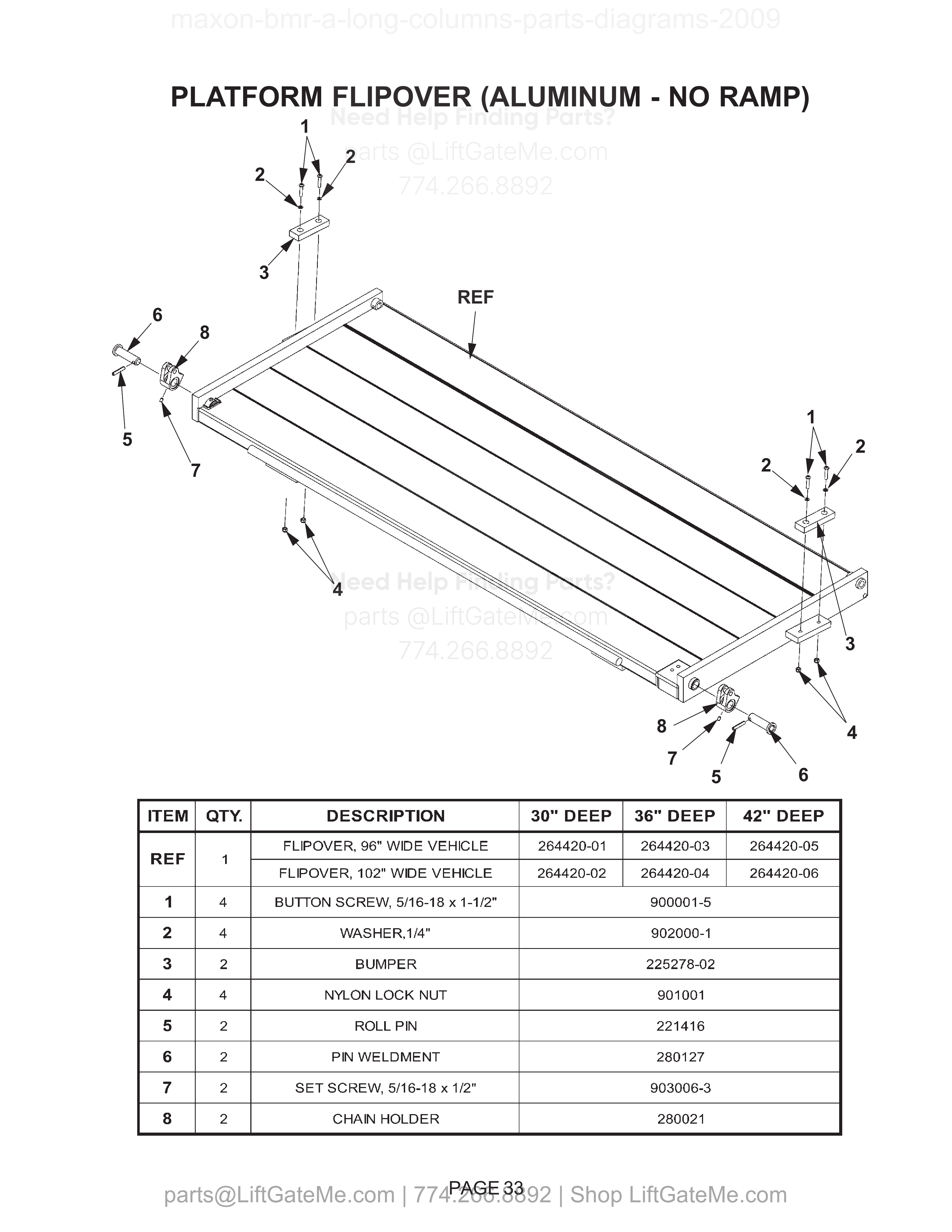 PLATFORM FLIPOVER (ALUMINUM - NO RAMP) diagram