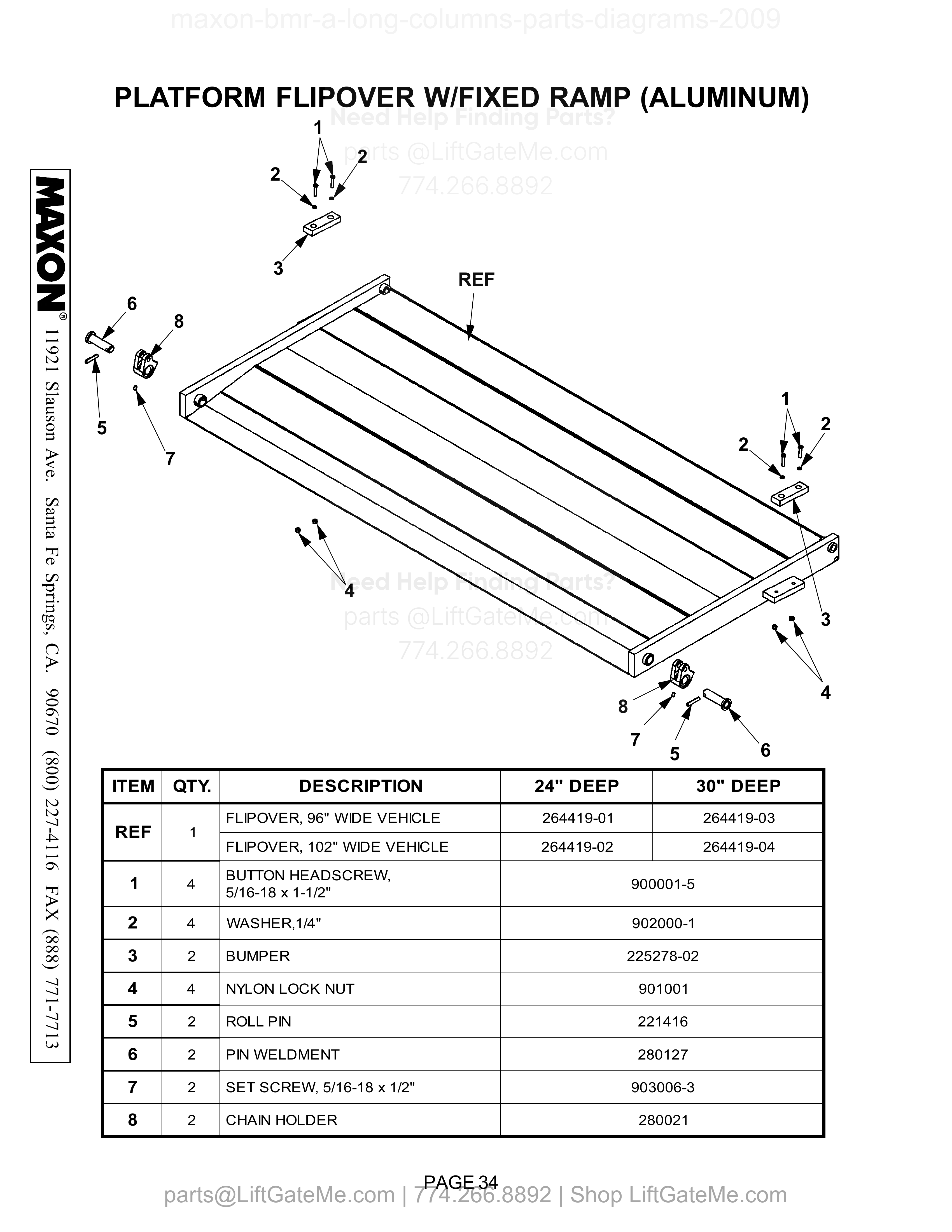 PLATFORM FLIPOVER W/FIXED RAMP (ALUMINUM) diagram