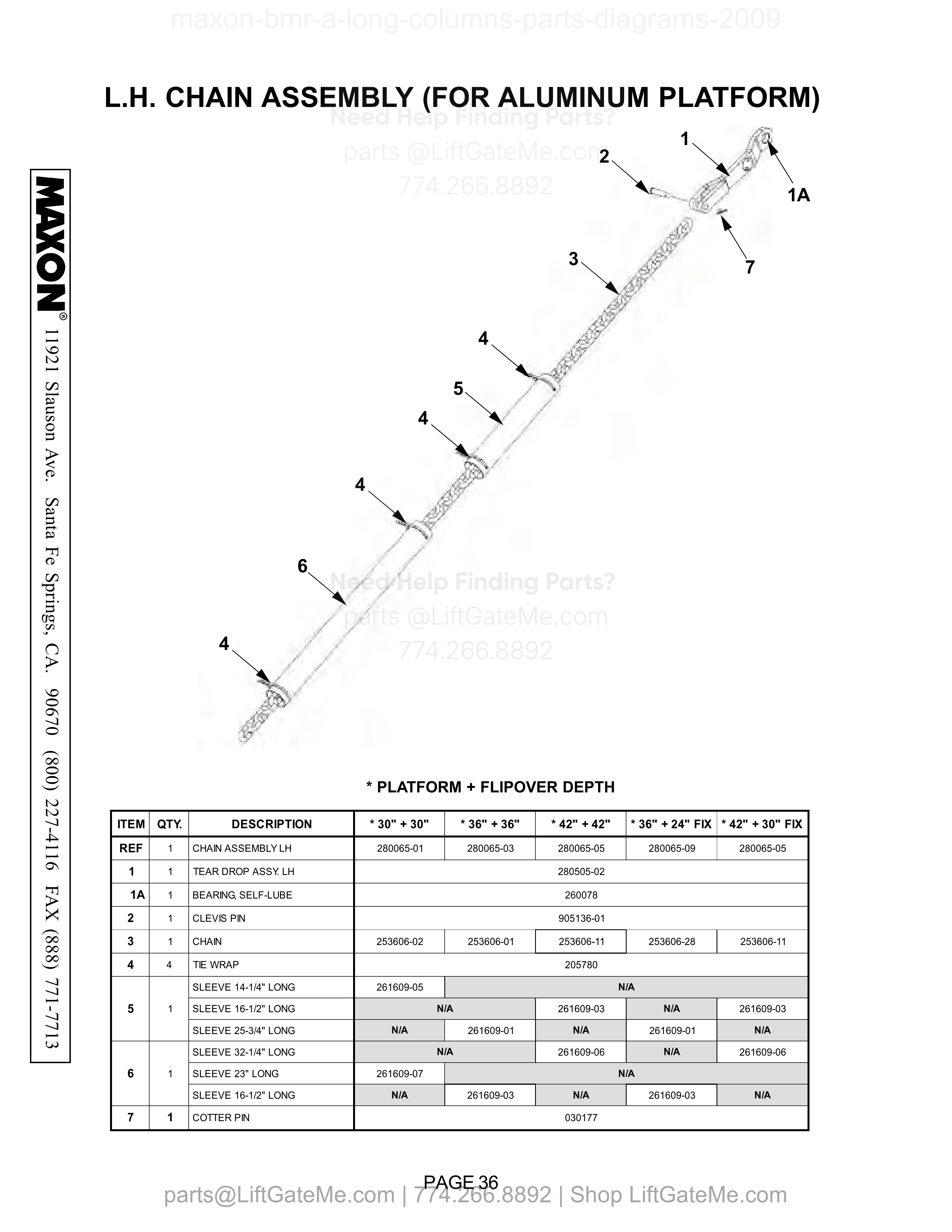 L.H. CHAIN ASSEMBLY (FOR ALUMINUM PLATFORM) diagram