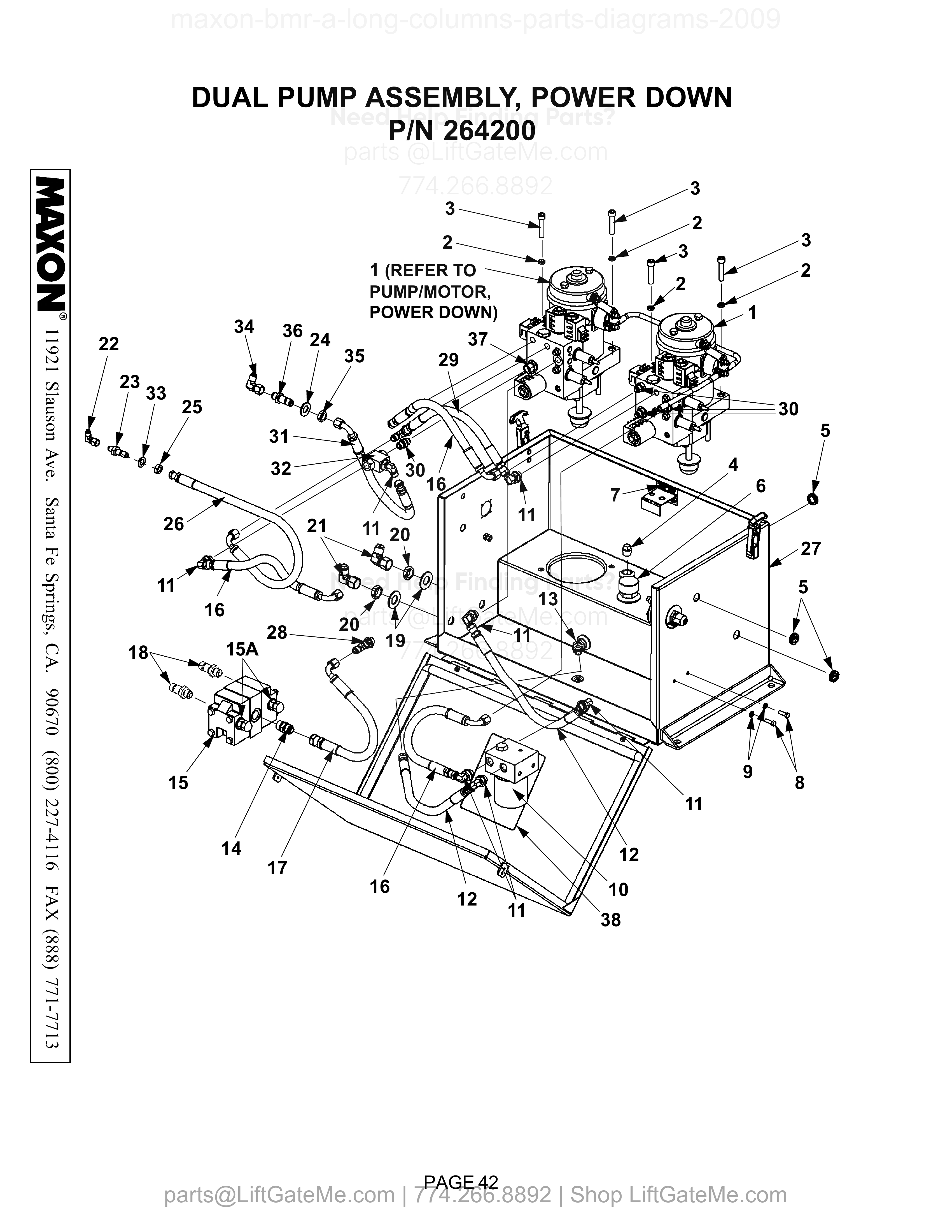DUAL PUMP ASSEMBLY, POWER DOWN diagram