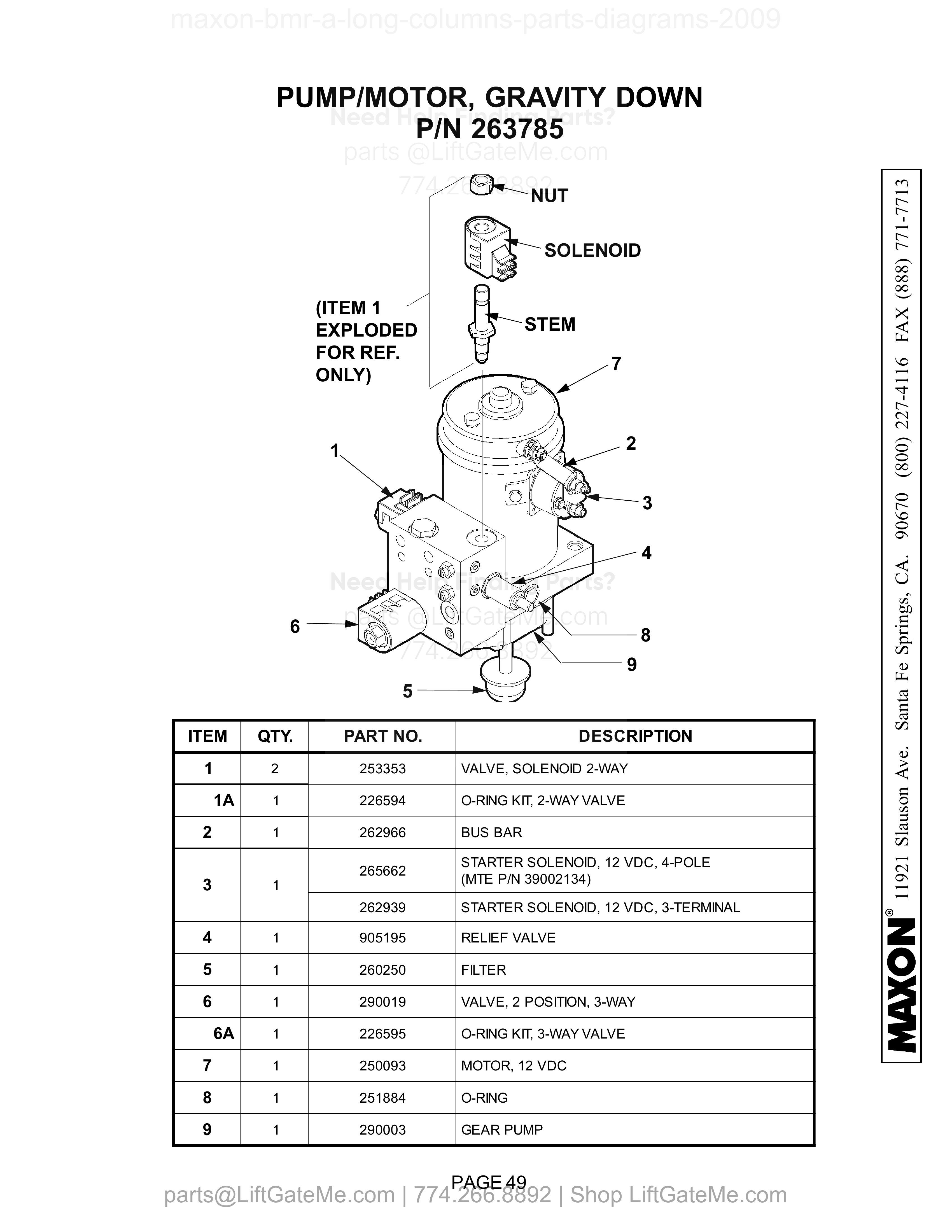 PUMP/MOTOR, GRAVITY DOWN diagram
