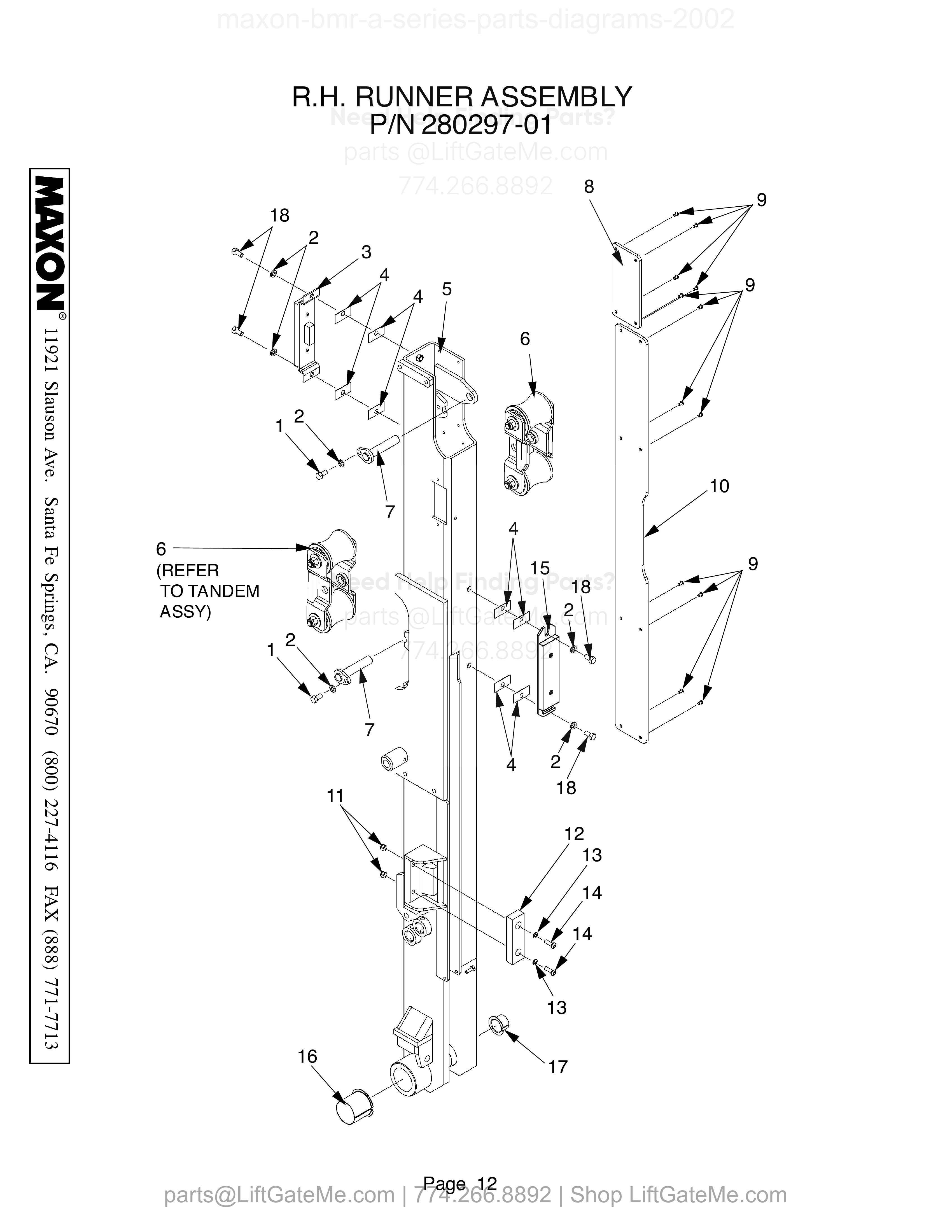 R.H. RUNNER ASSEMBLY diagram
