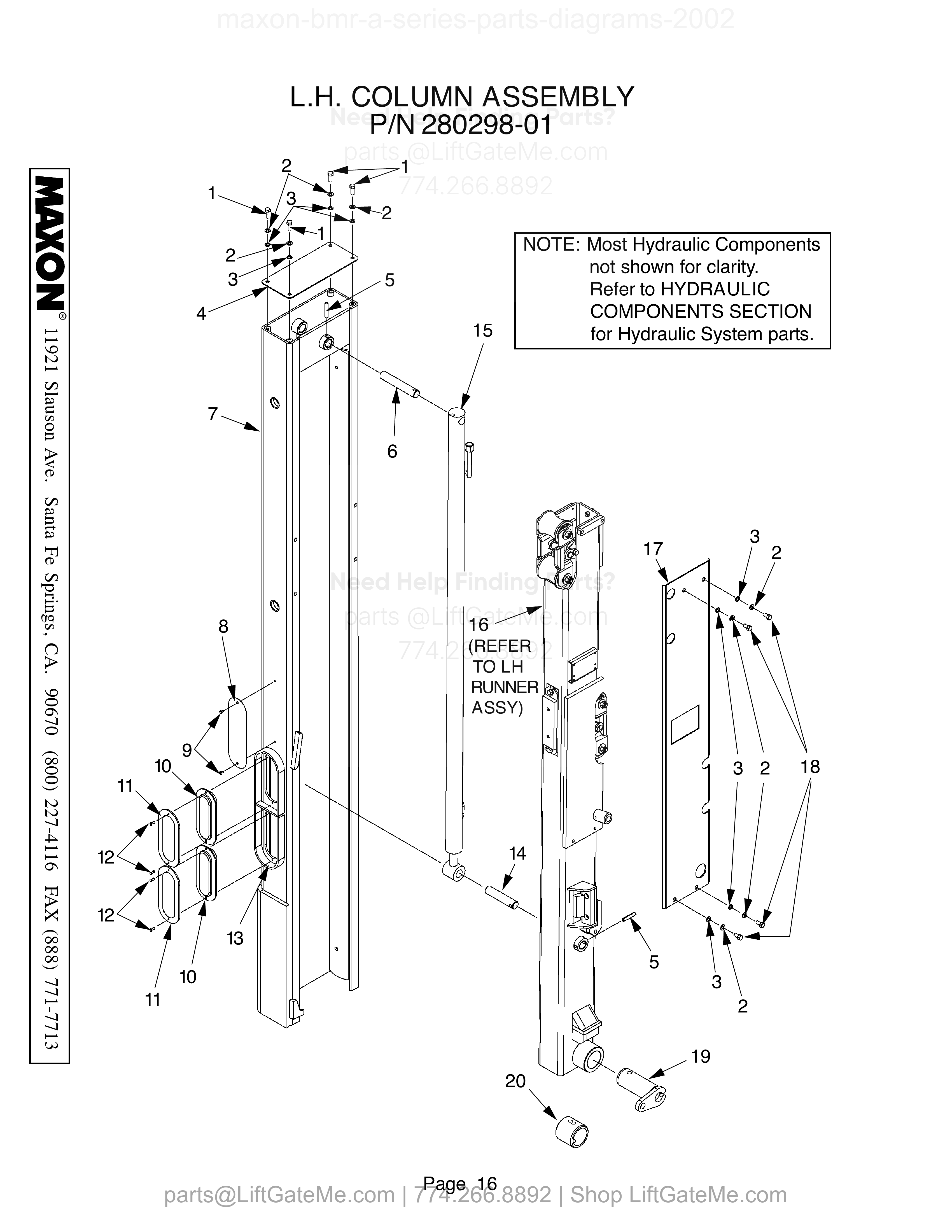 L.H. COLUMN ASSEMBLY diagram