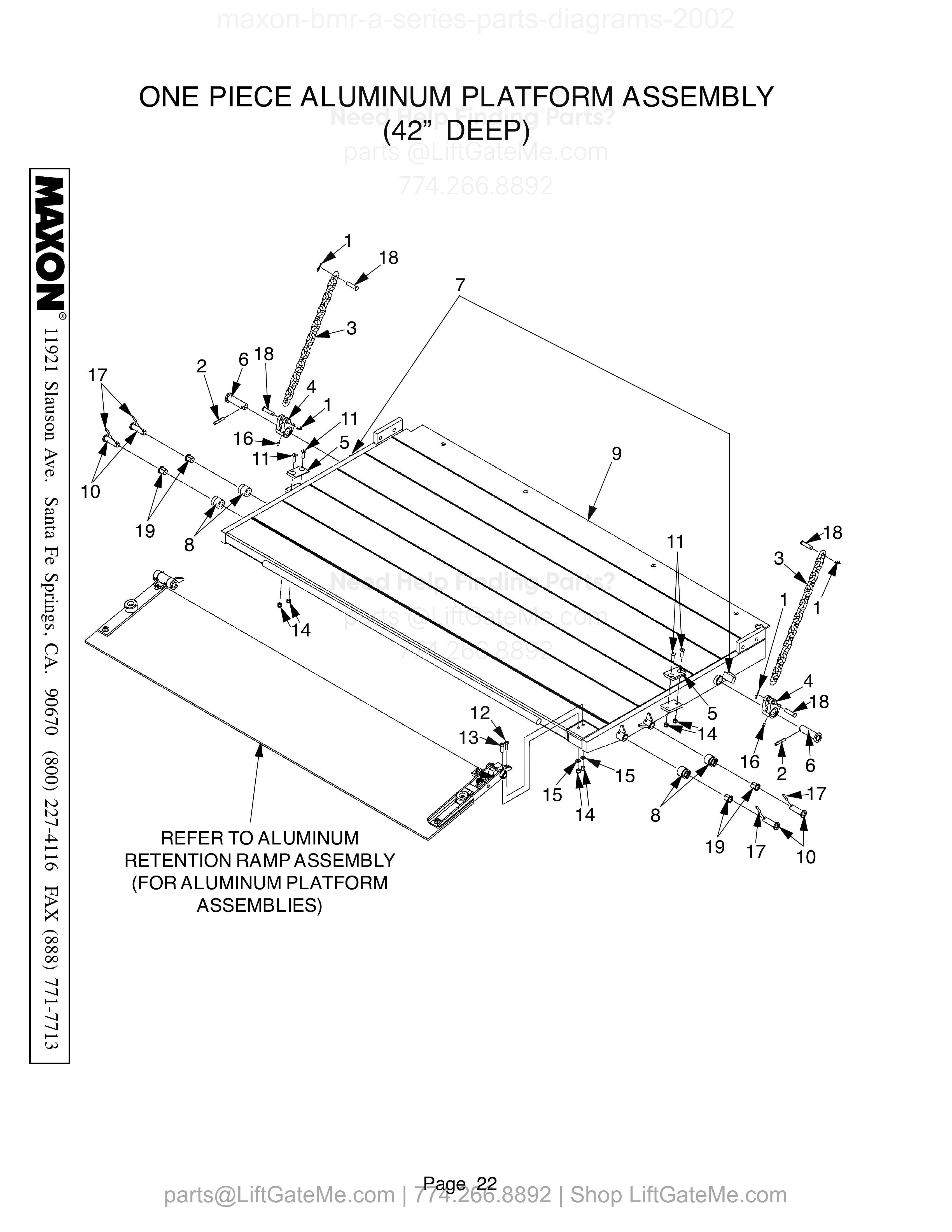 ONE PIECE ALUMINUM PLATFORM ASSEMBLY (42” DEEP) diagram
