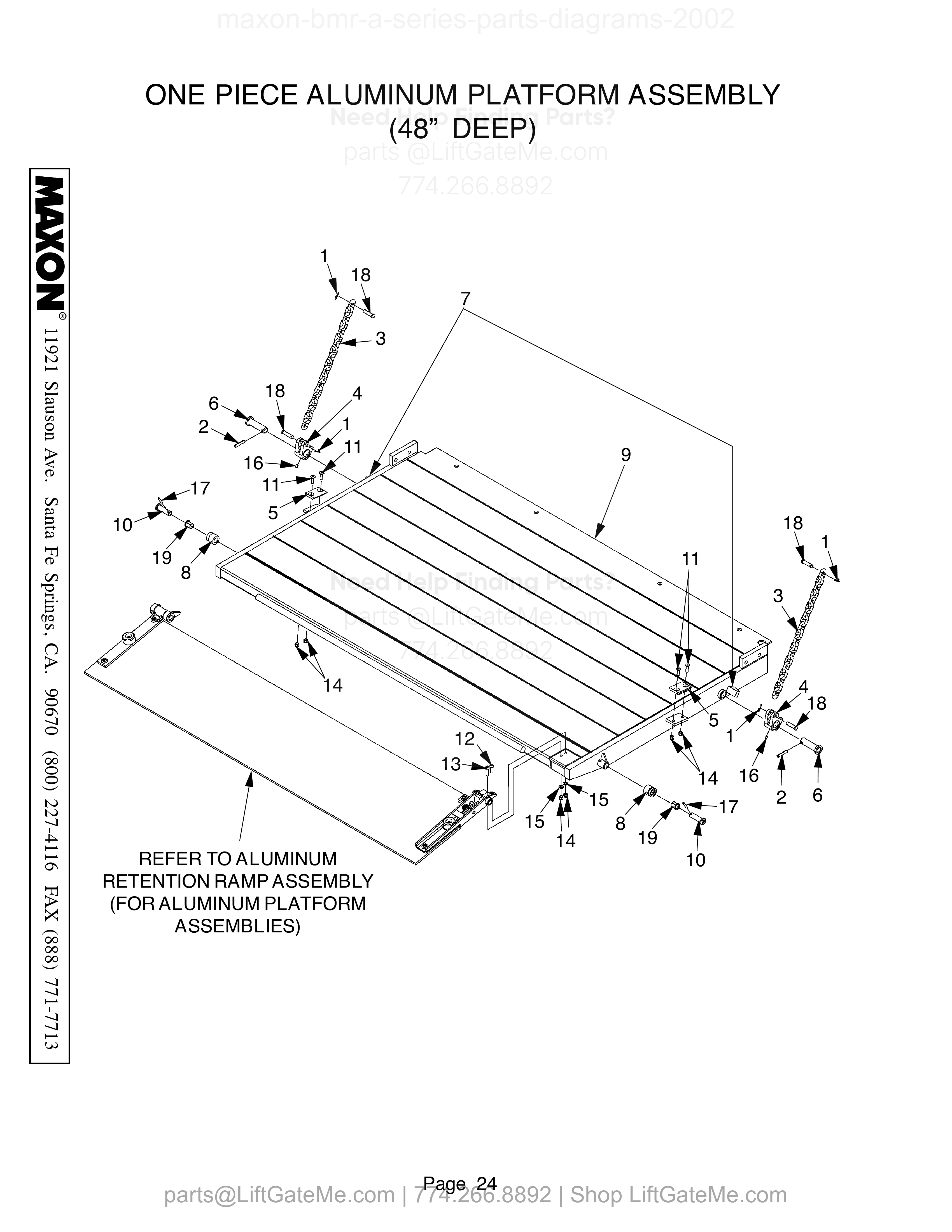 ONE PIECE ALUMINUM PLATFORM ASSEMBLY (48” DEEP) diagram