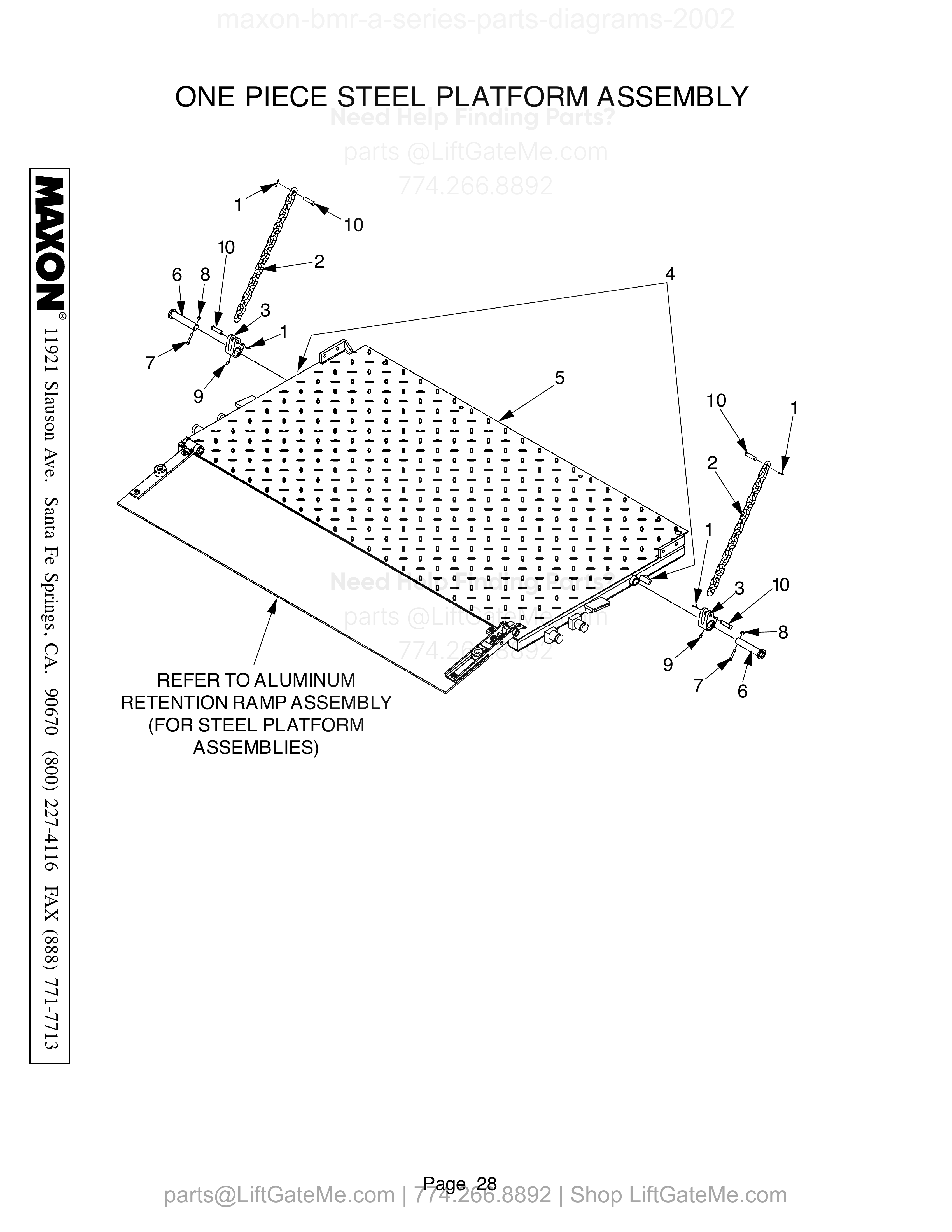 ONE PIECE STEEL PLATFORM ASSEMBLY diagram