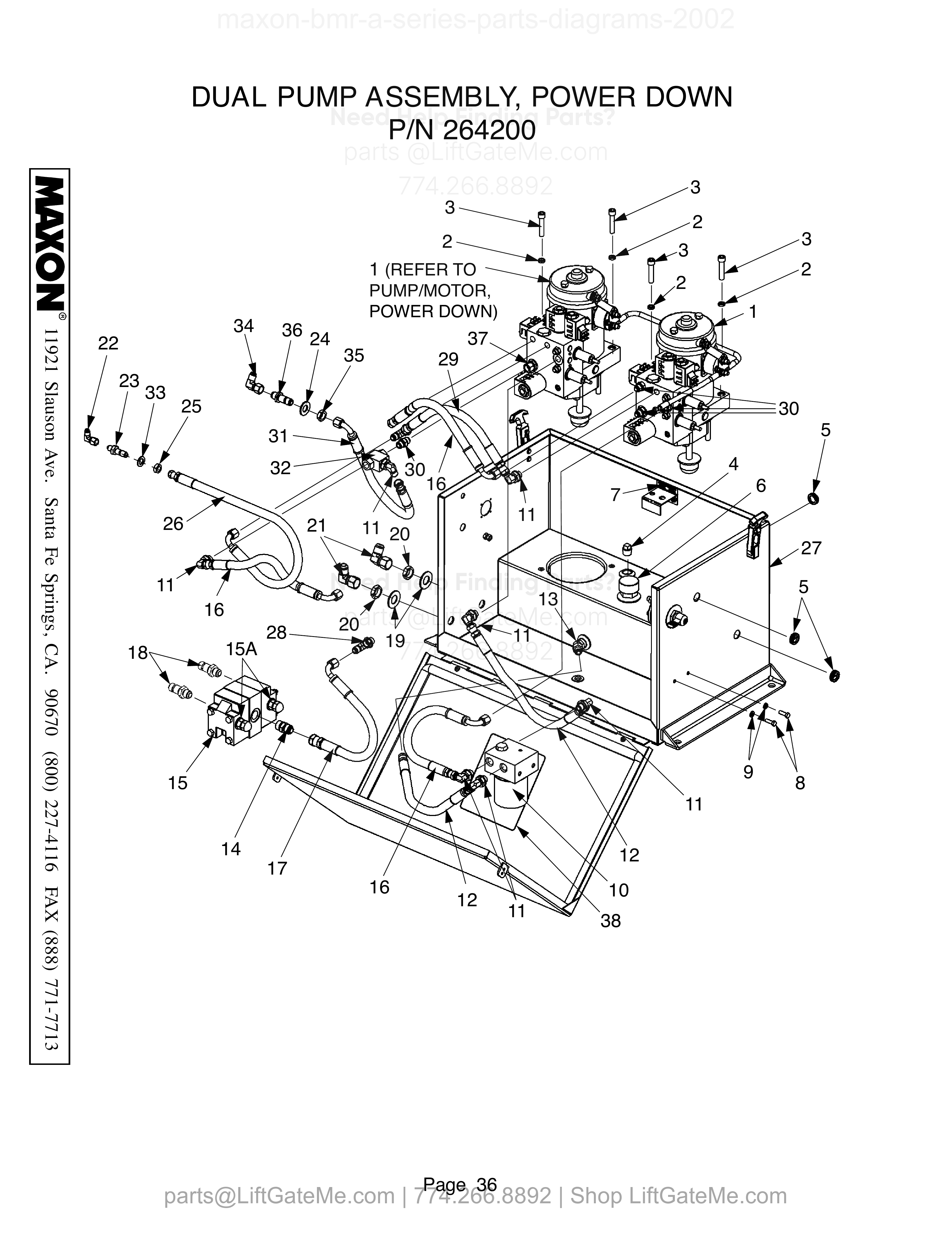 DUAL PUMP ASSEMBLY, POWER DOWN diagram