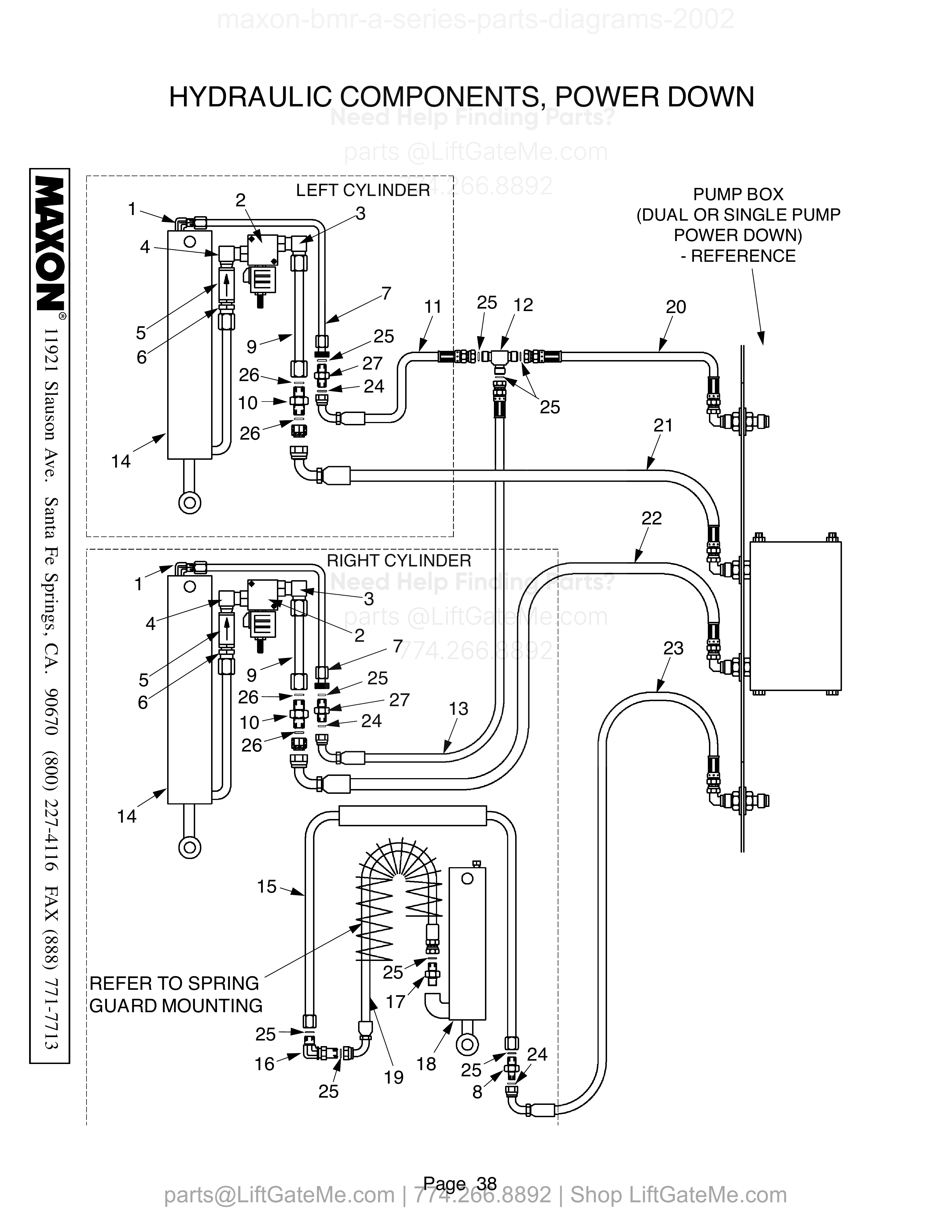 HYDRAULIC COMPONENTS, POWER DOWN diagram