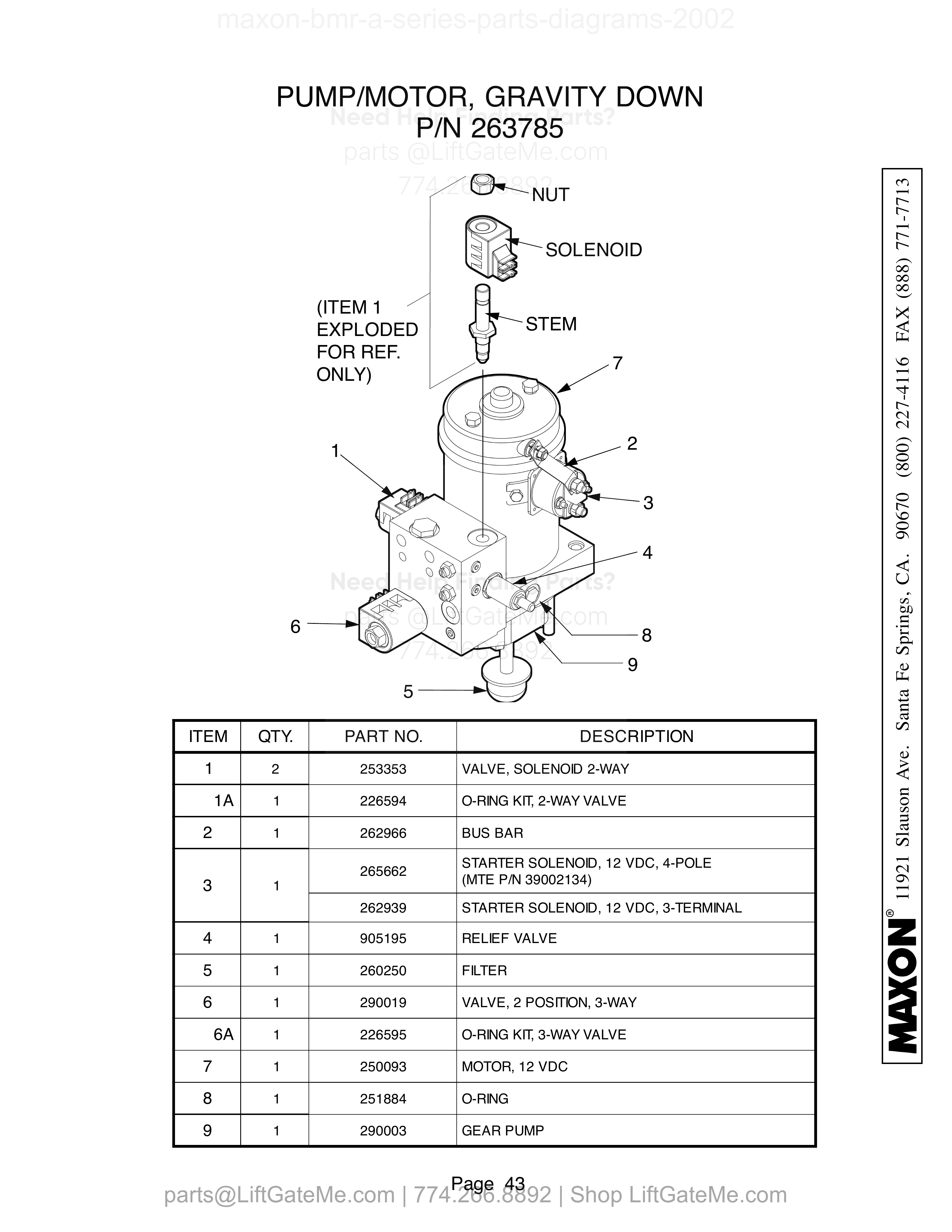 PUMP/MOTOR, GRAVITY DOWN diagram