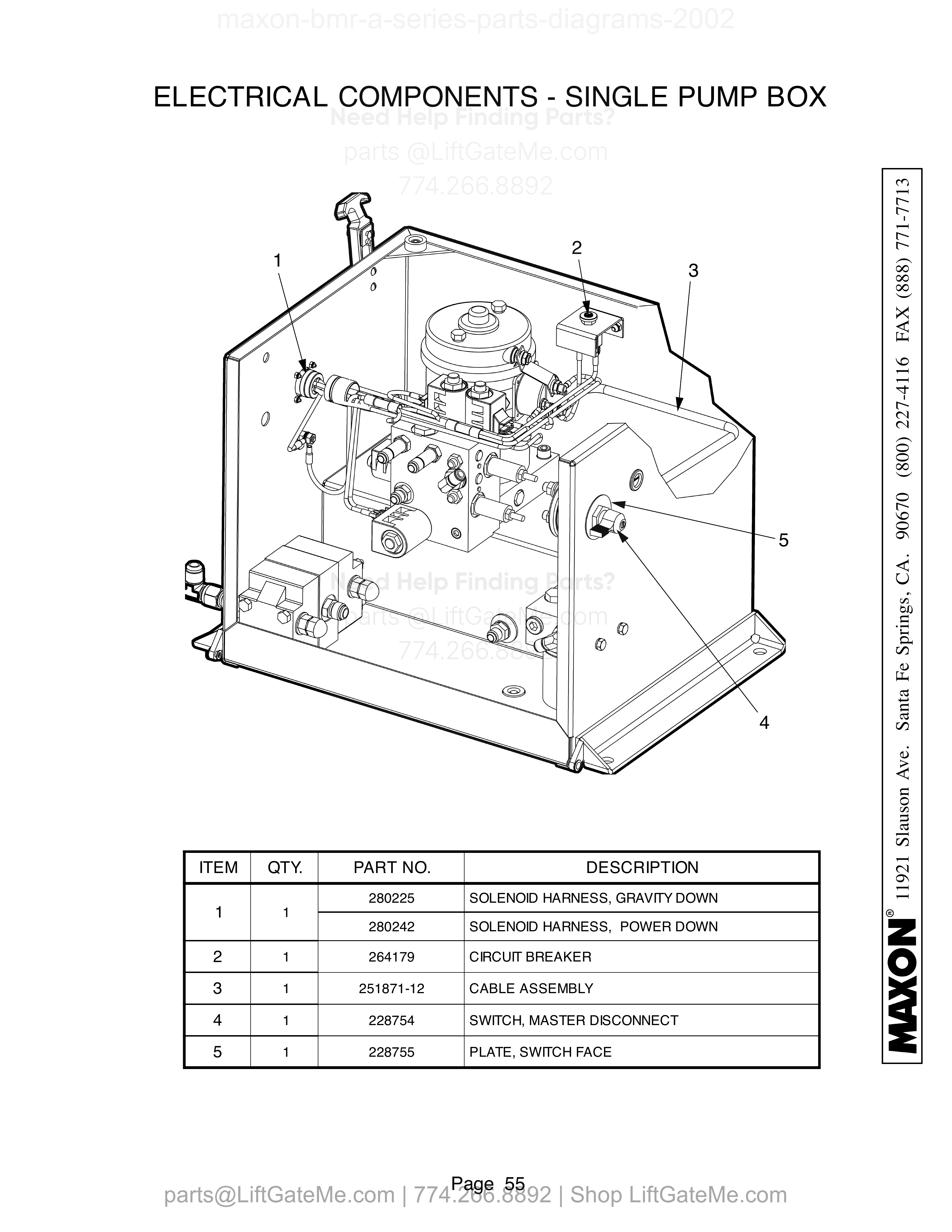 Electrical Components - Single Pump Box diagram