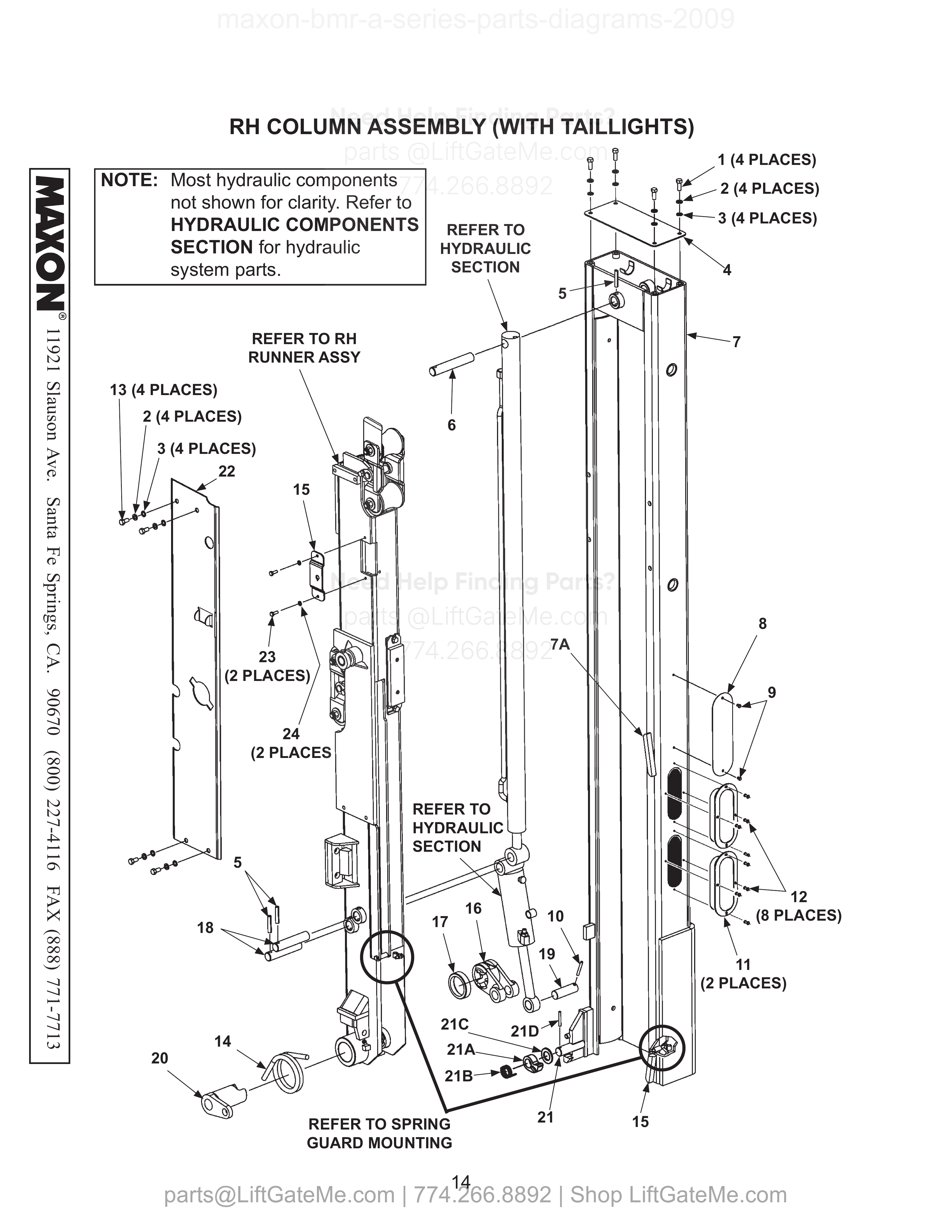 RH COLUMN ASSEMBLY (WITH TAILLIGHTS) diagram