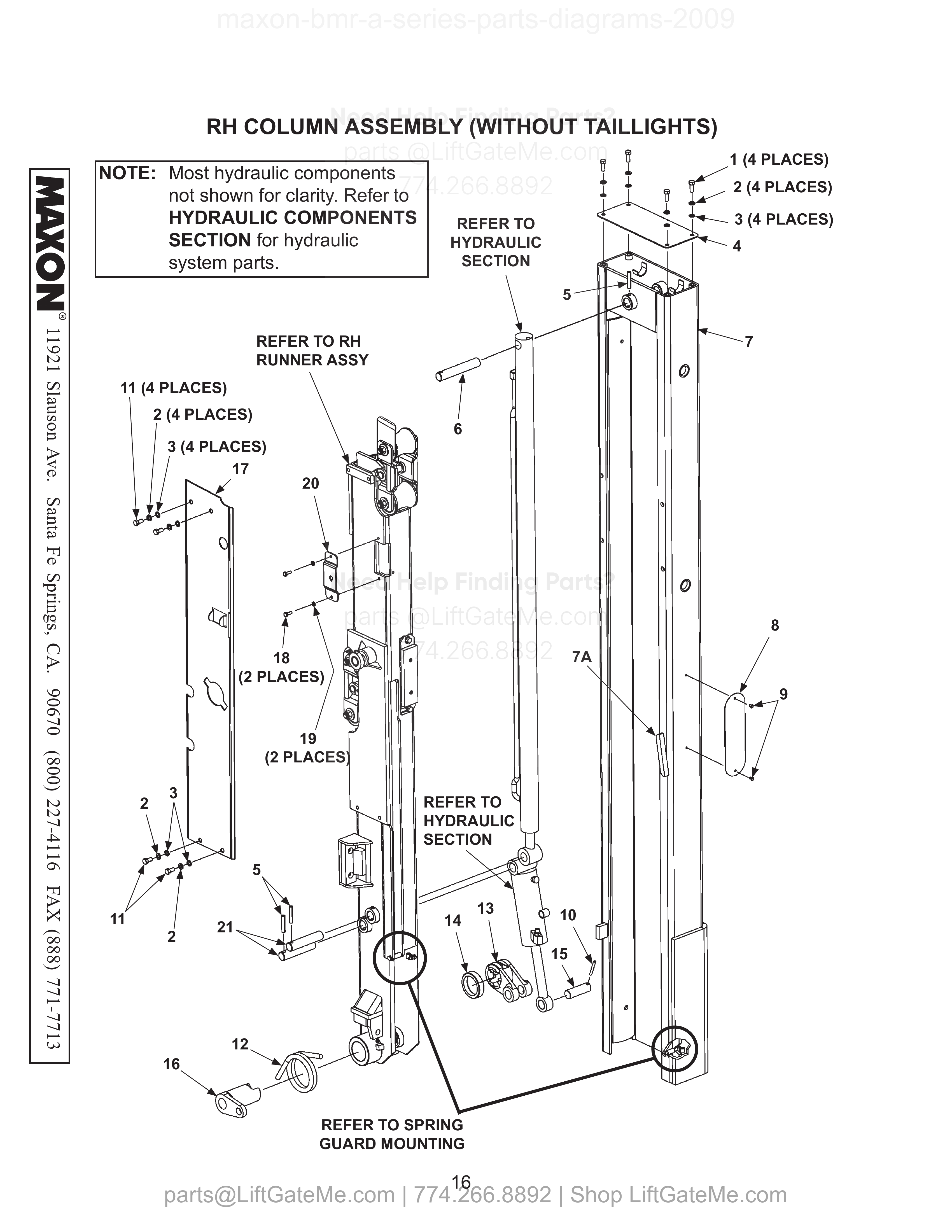 RH COLUMN ASSEMBLY (WITHOUT TAILLIGHTS) diagram