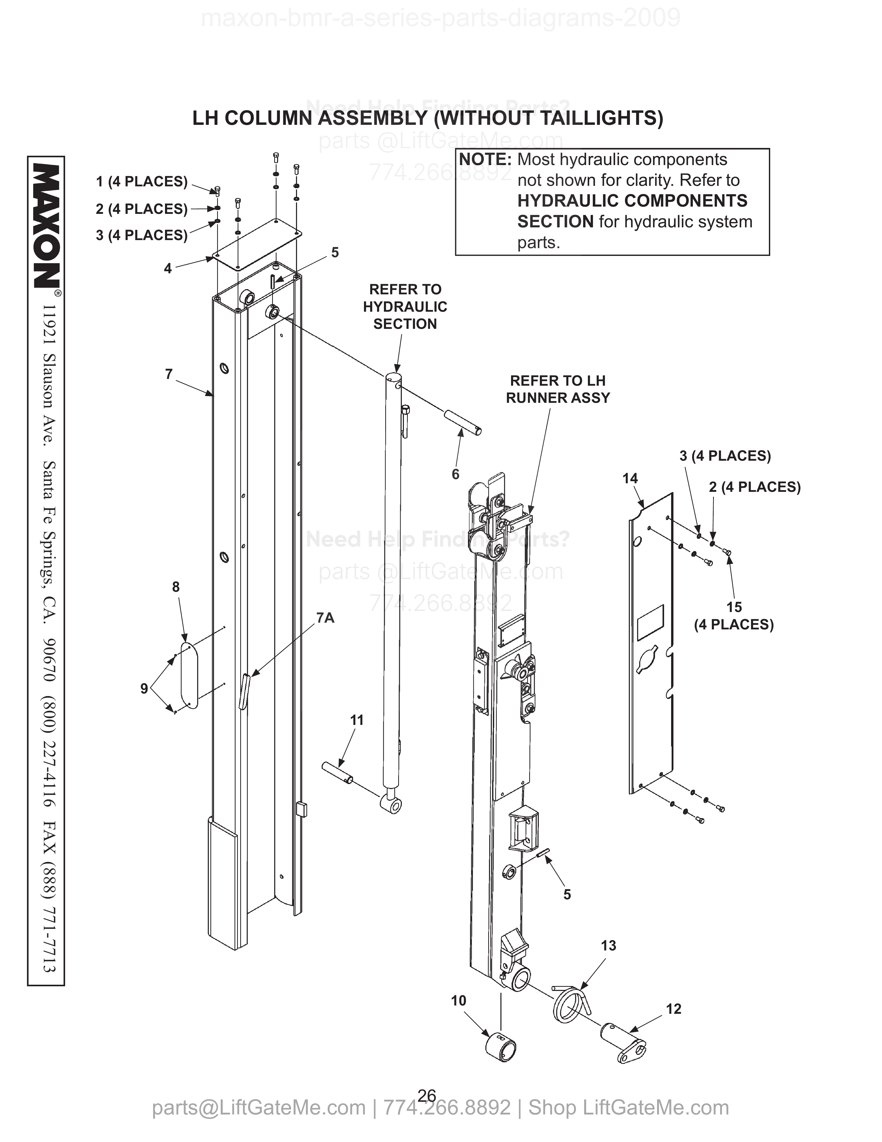 LH COLUMN ASSEMBLY (WITHOUT TAILLIGHTS) diagram