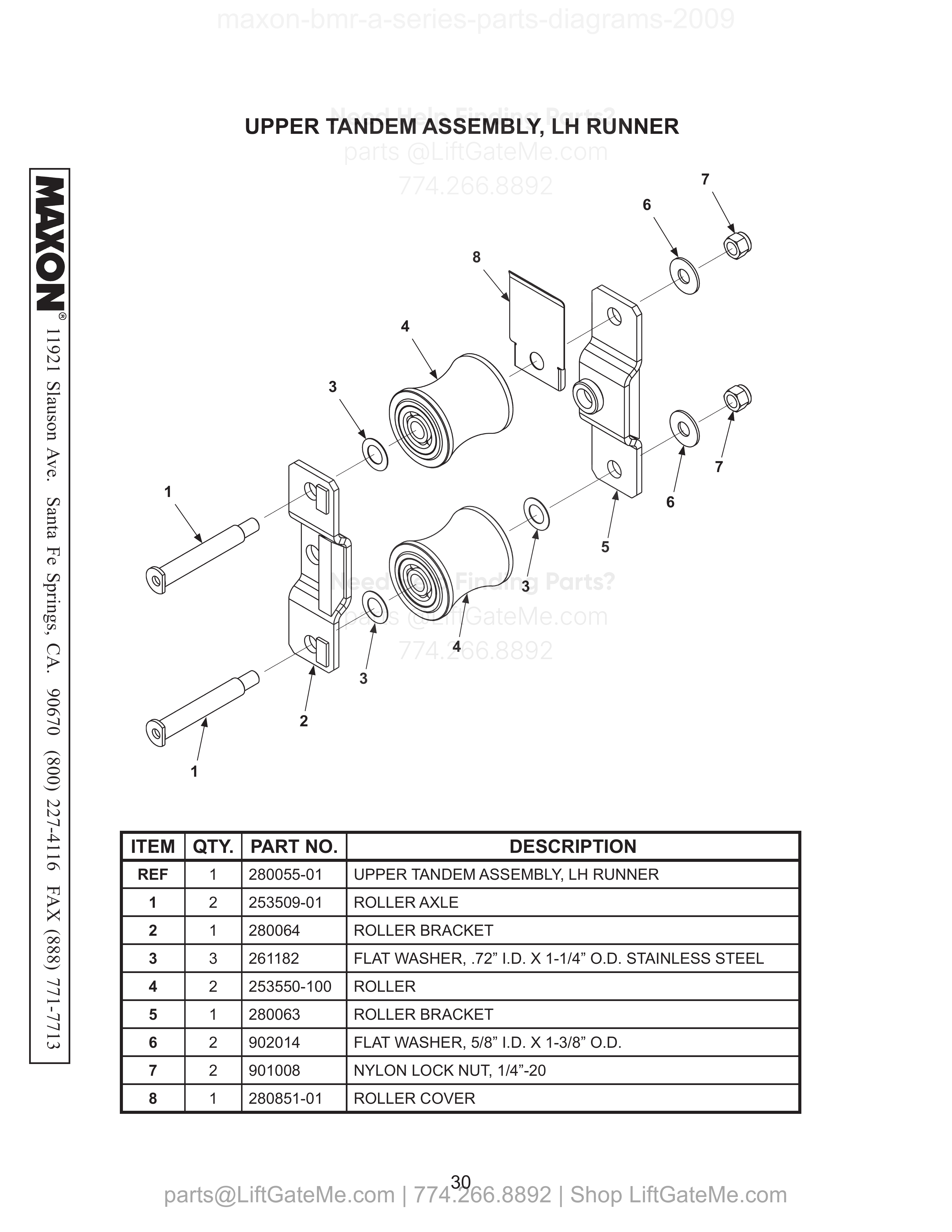 UPPER TANDEM ASSEMBLY, LH RUNNER diagram