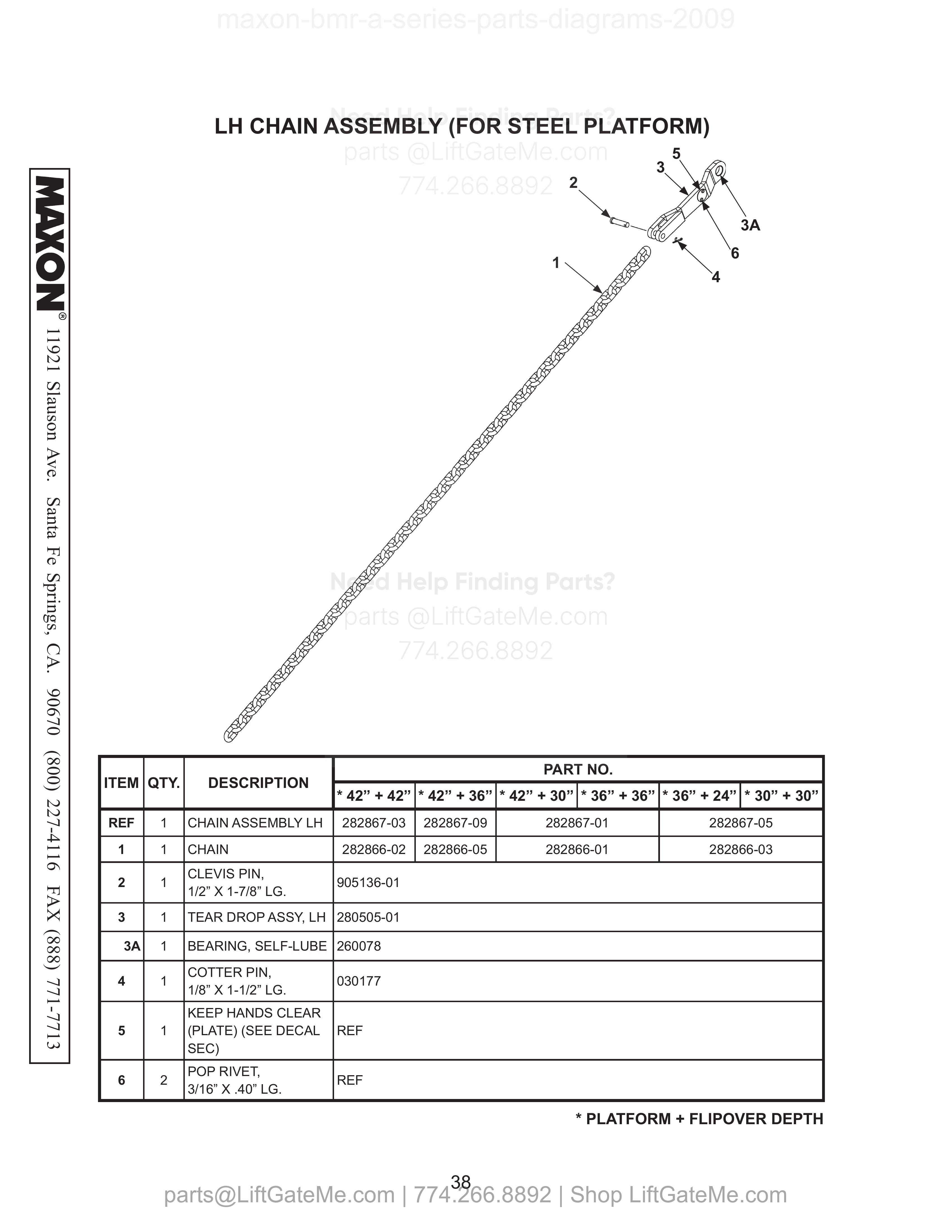 LH CHAIN ASSEMBLY (FOR STEEL PLATFORM) diagram