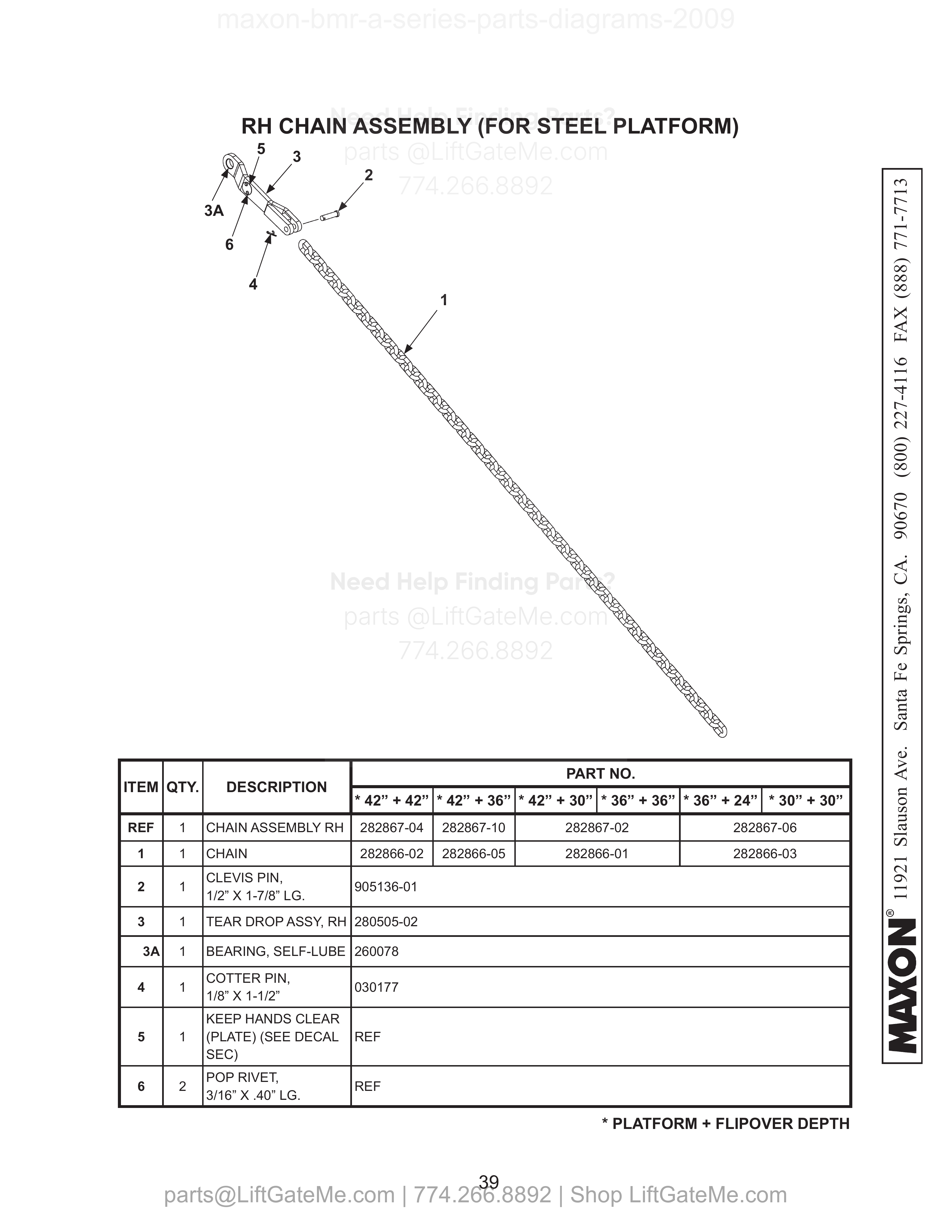 RH CHAIN ASSEMBLY (FOR STEEL PLATFORM) diagram