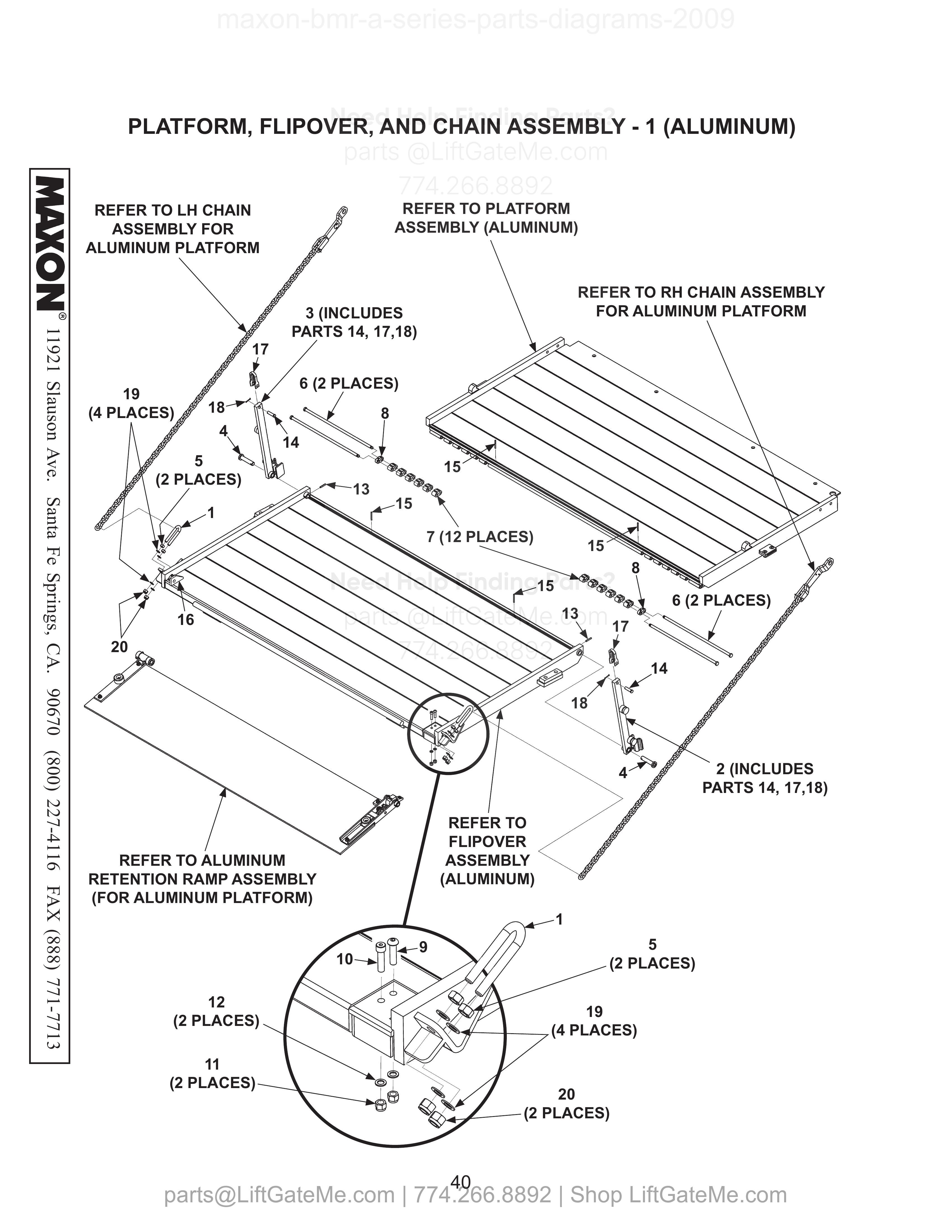 PLATFORM, FLIPOVER, AND CHAIN ASSEMBLY - 1 (ALUMINUM) diagram