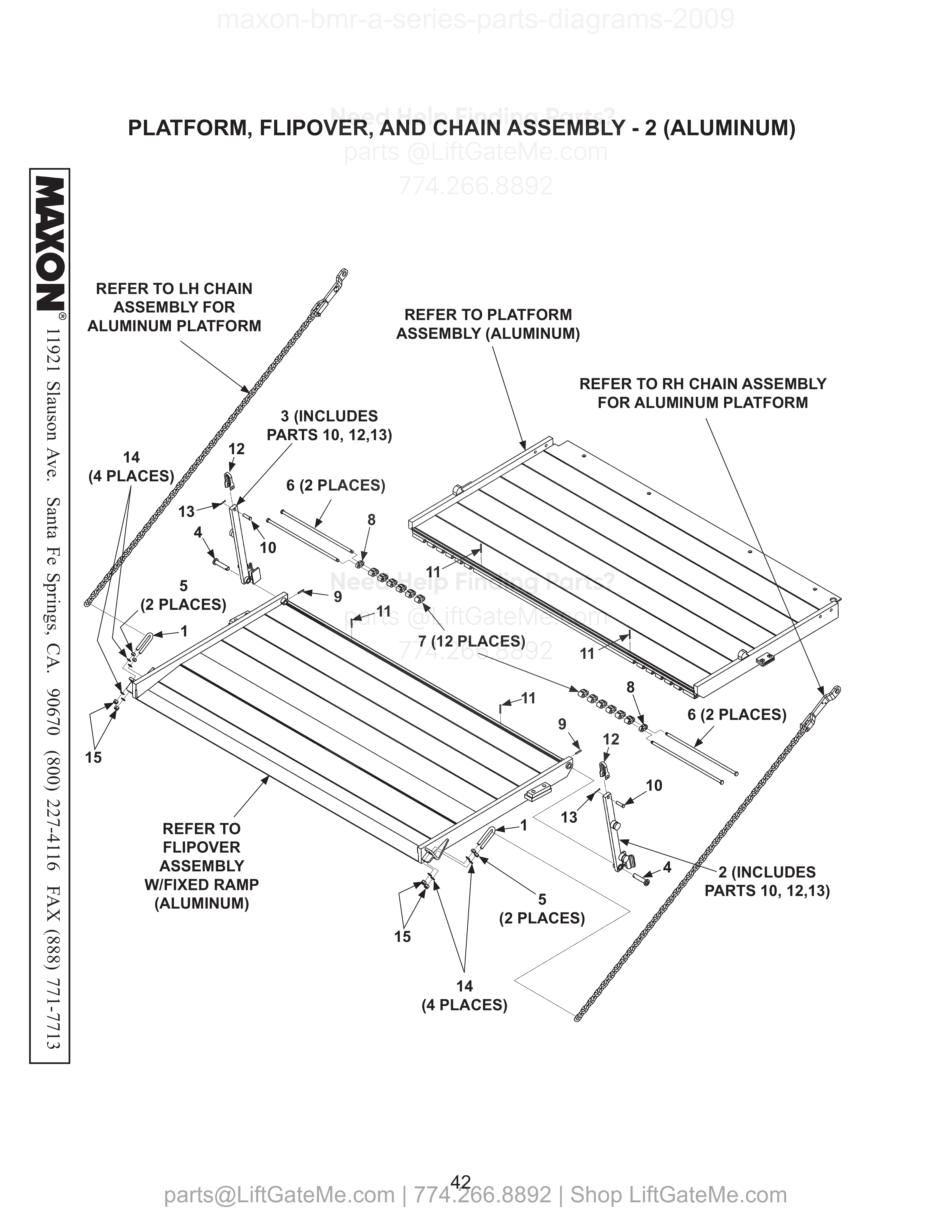 PLATFORM, FLIPOVER, AND CHAIN ASSEMBLY - 2 (ALUMINUM) diagram