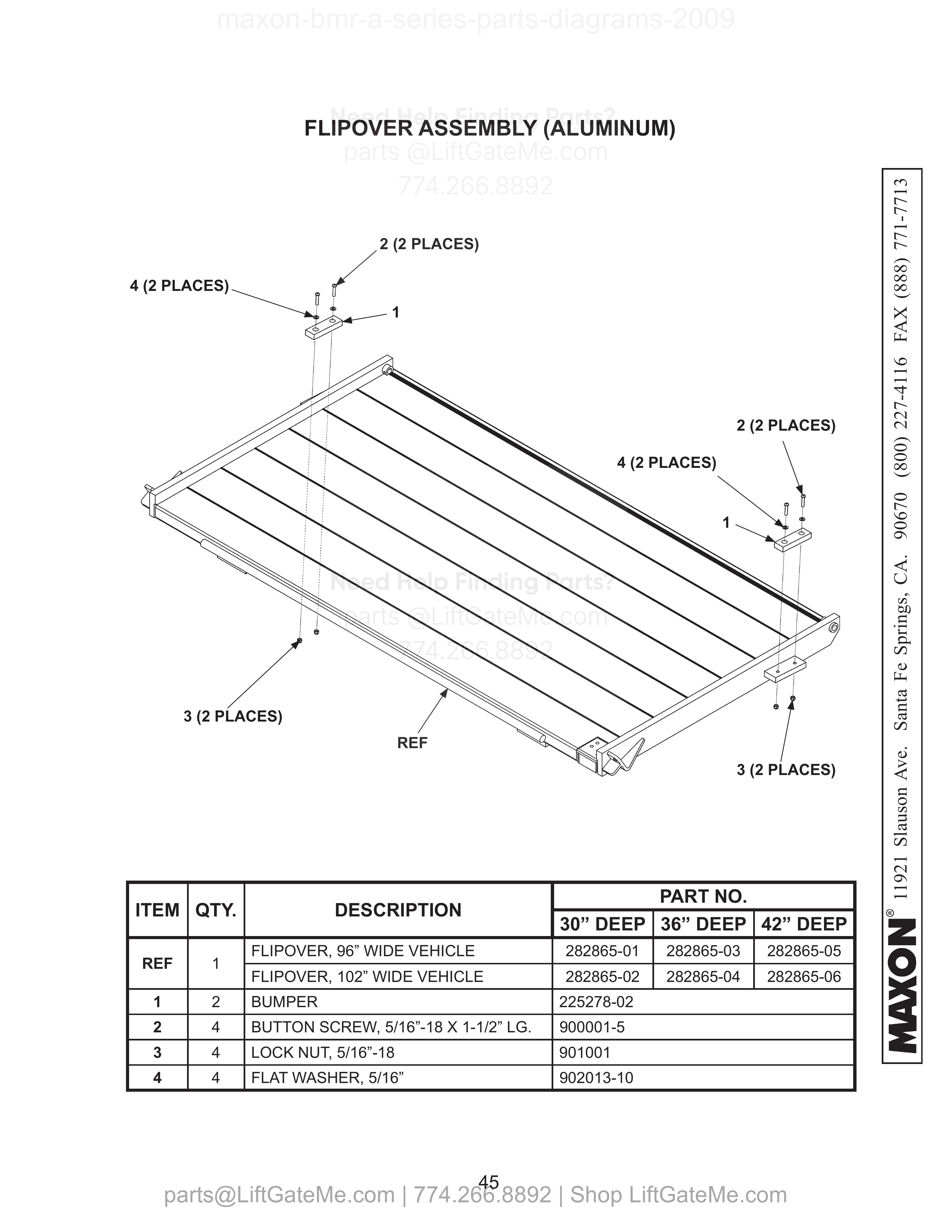 FLIPOVER ASSEMBLY (ALUMINUM) diagram