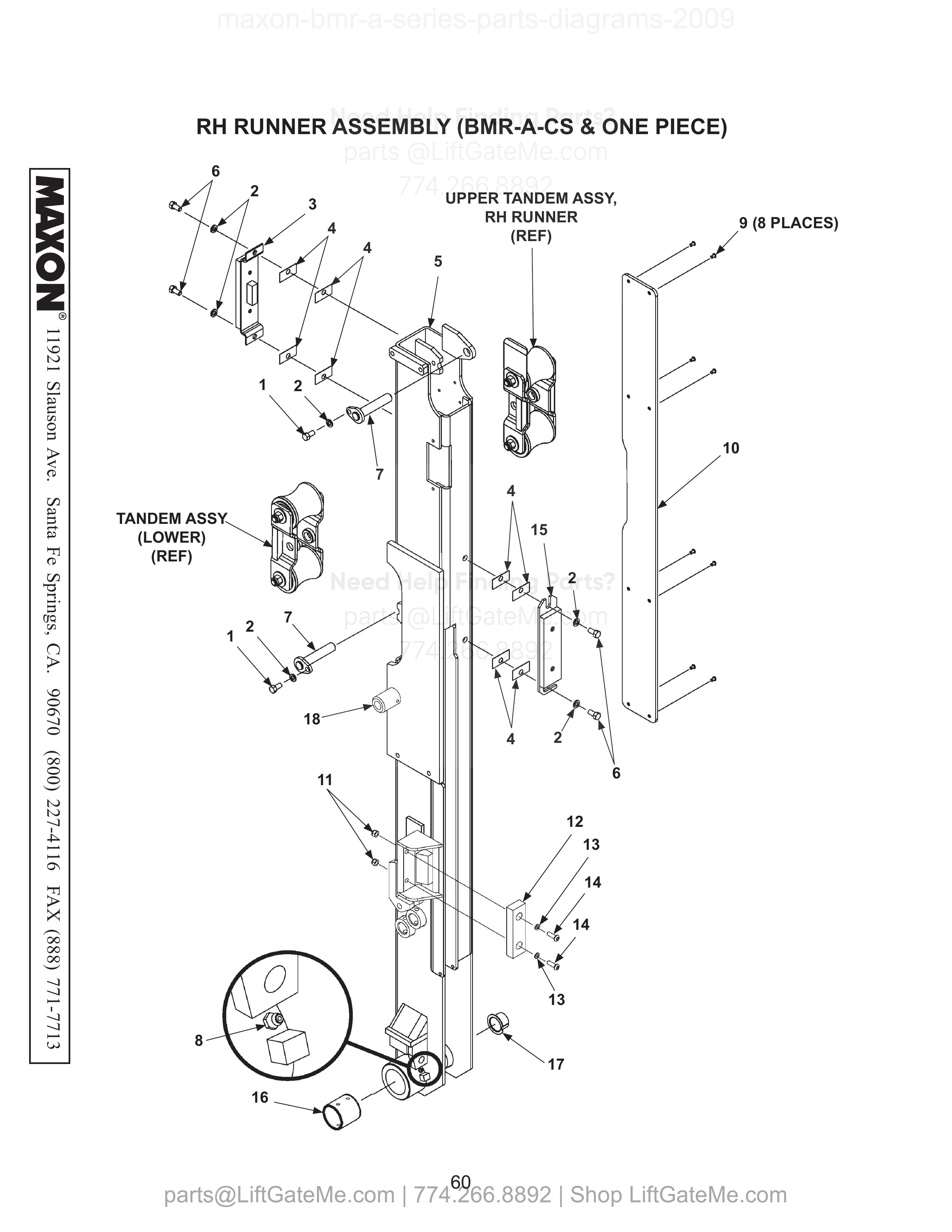 RH RUNNER ASSEMBLY (BMR-A-CS & ONE PIECE) diagram