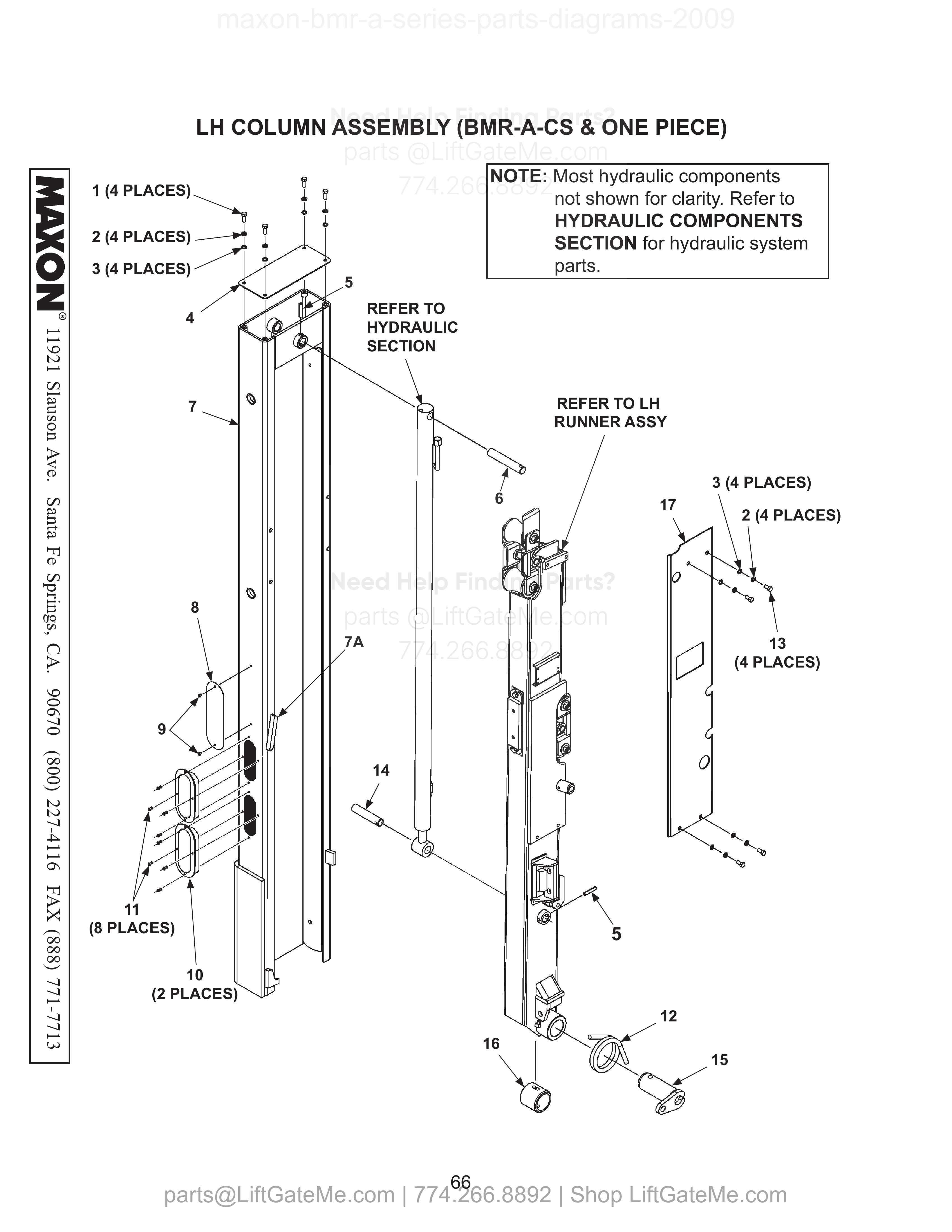 LH COLUMN ASSEMBLY (BMR-A-CS & ONE PIECE) diagram