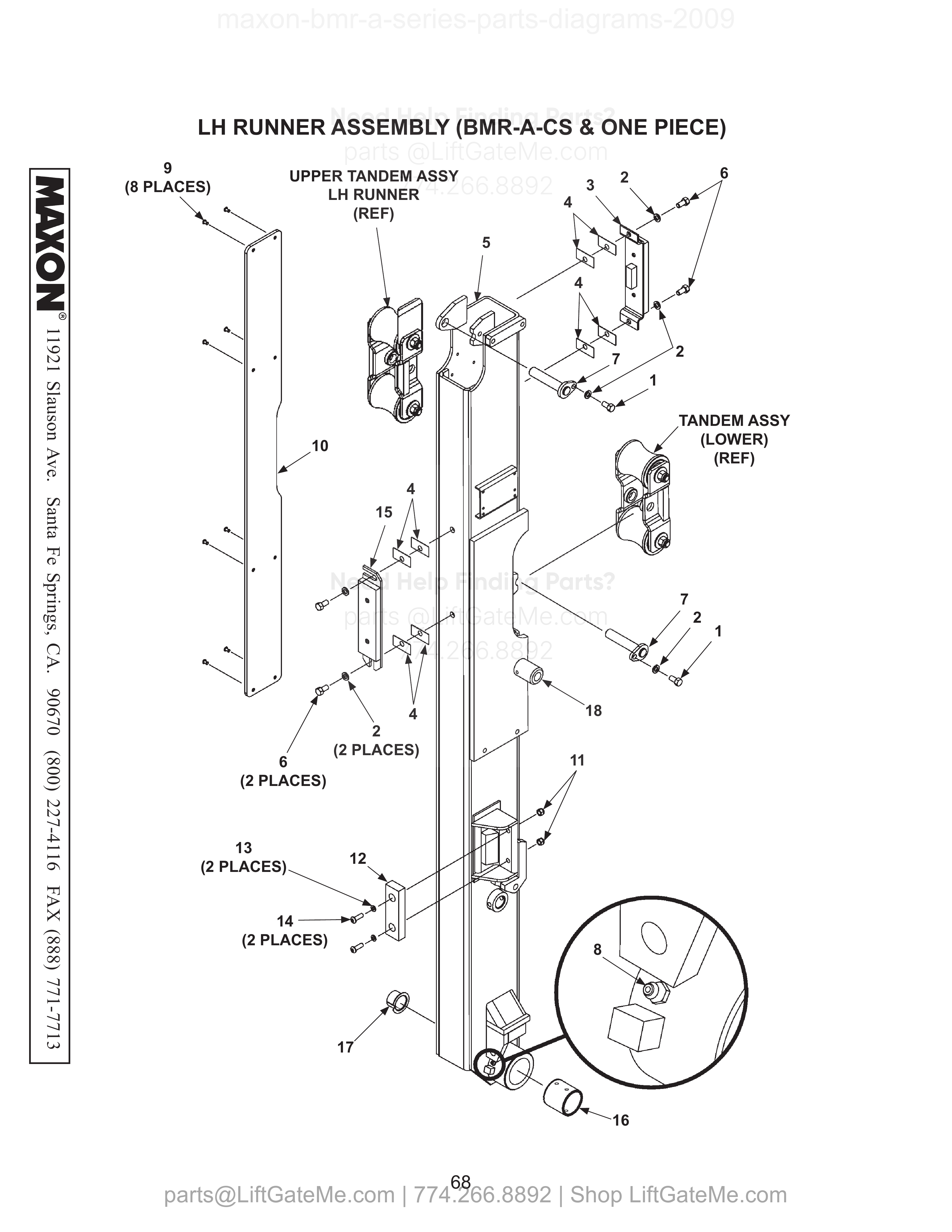 LH RUNNER ASSEMBLY (BMR-A-CS & ONE PIECE) diagram