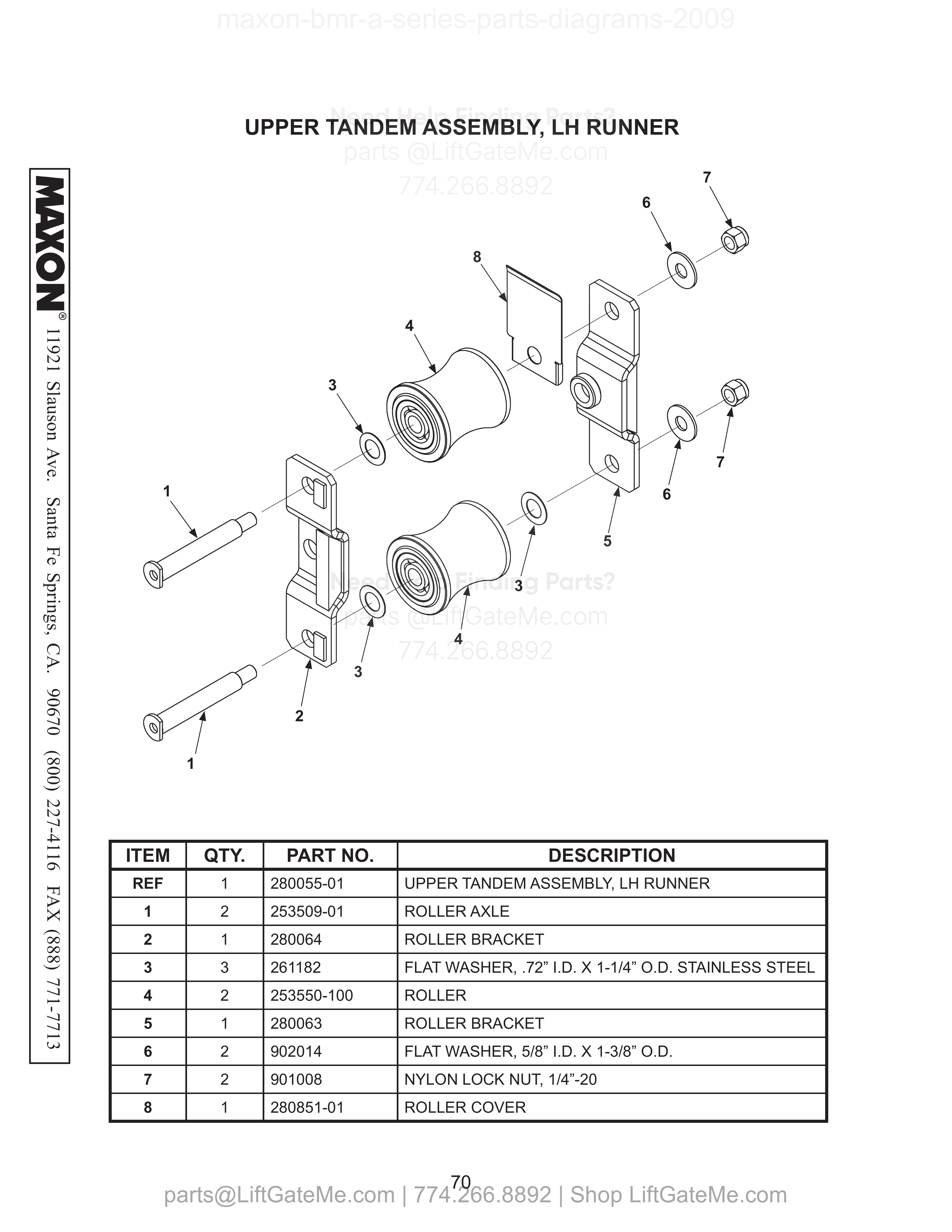 UPPER TANDEM ASSEMBLY, LH RUNNER diagram
