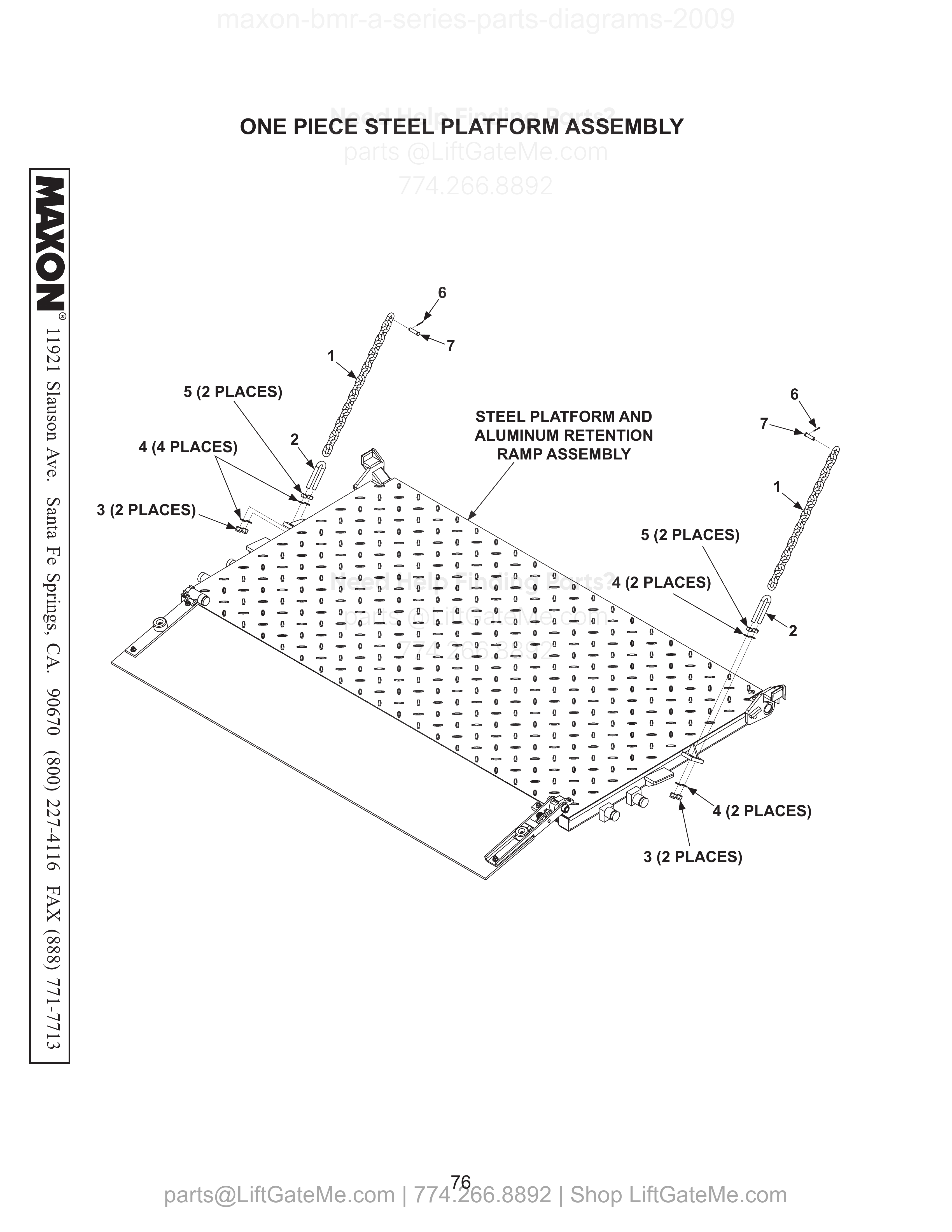 ONE PIECE STEEL PLATFORM ASSEMBLY diagram