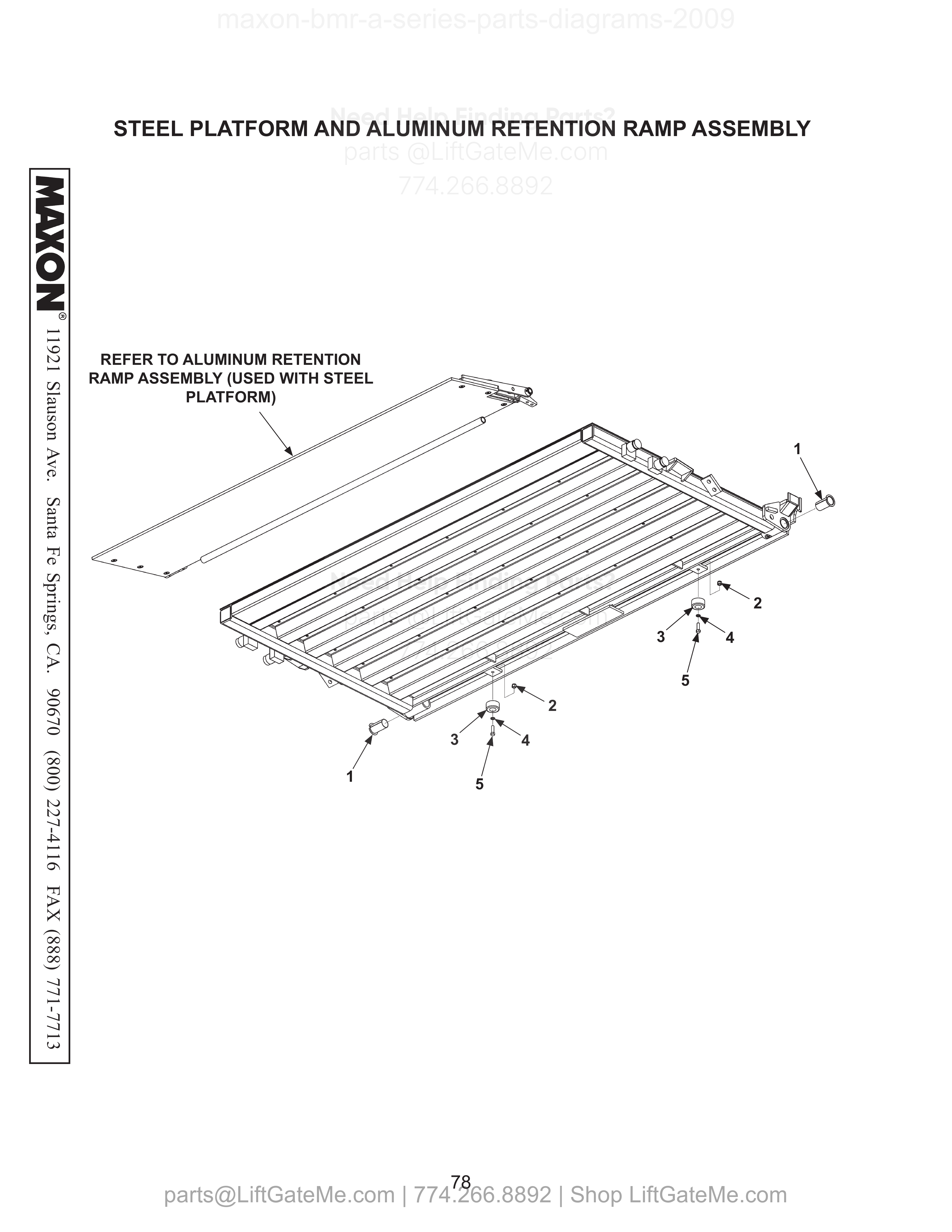STEEL PLATFORM AND ALUMINUM RETENTION RAMP ASSEMBLY diagram