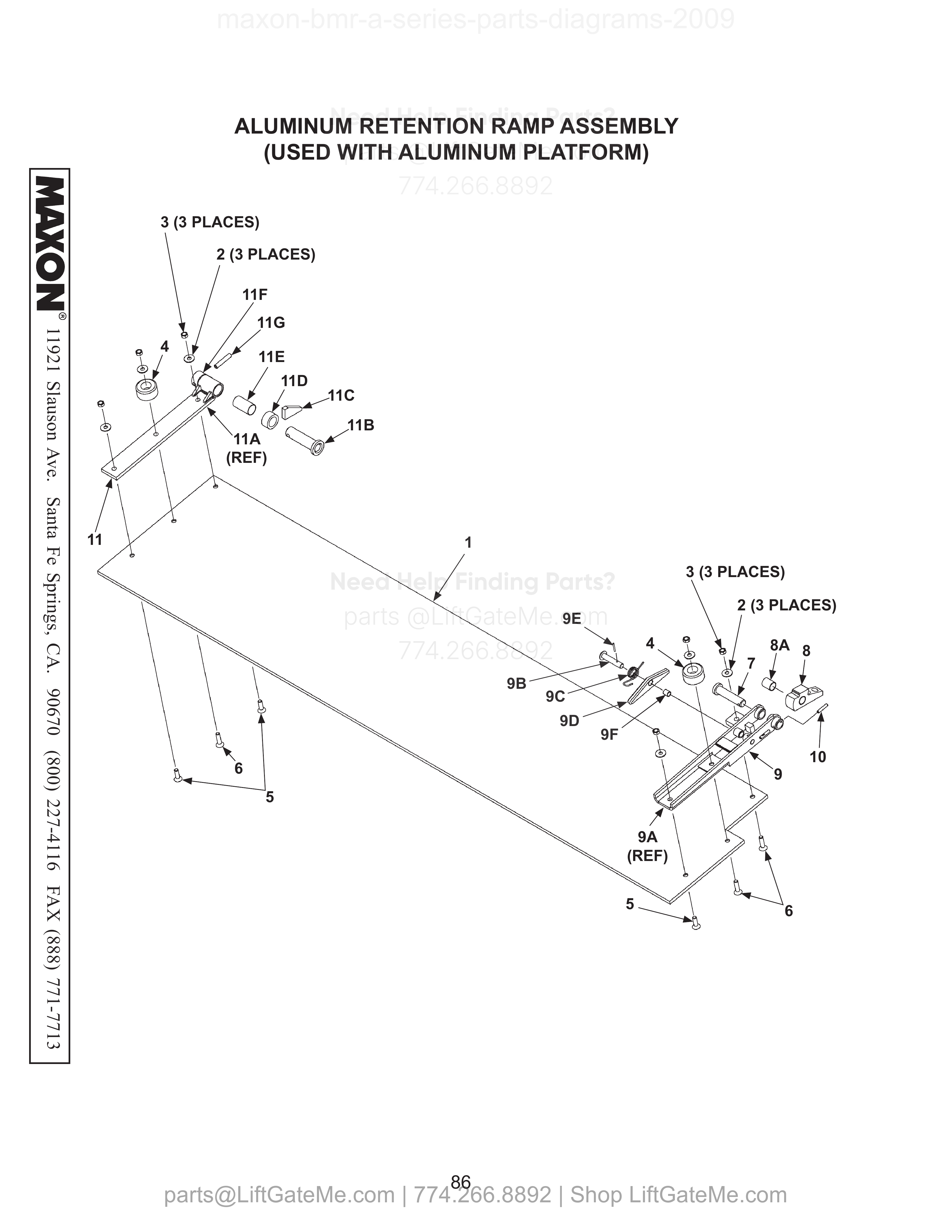 ALUMINUM RETENTION RAMP ASSEMBLY diagram