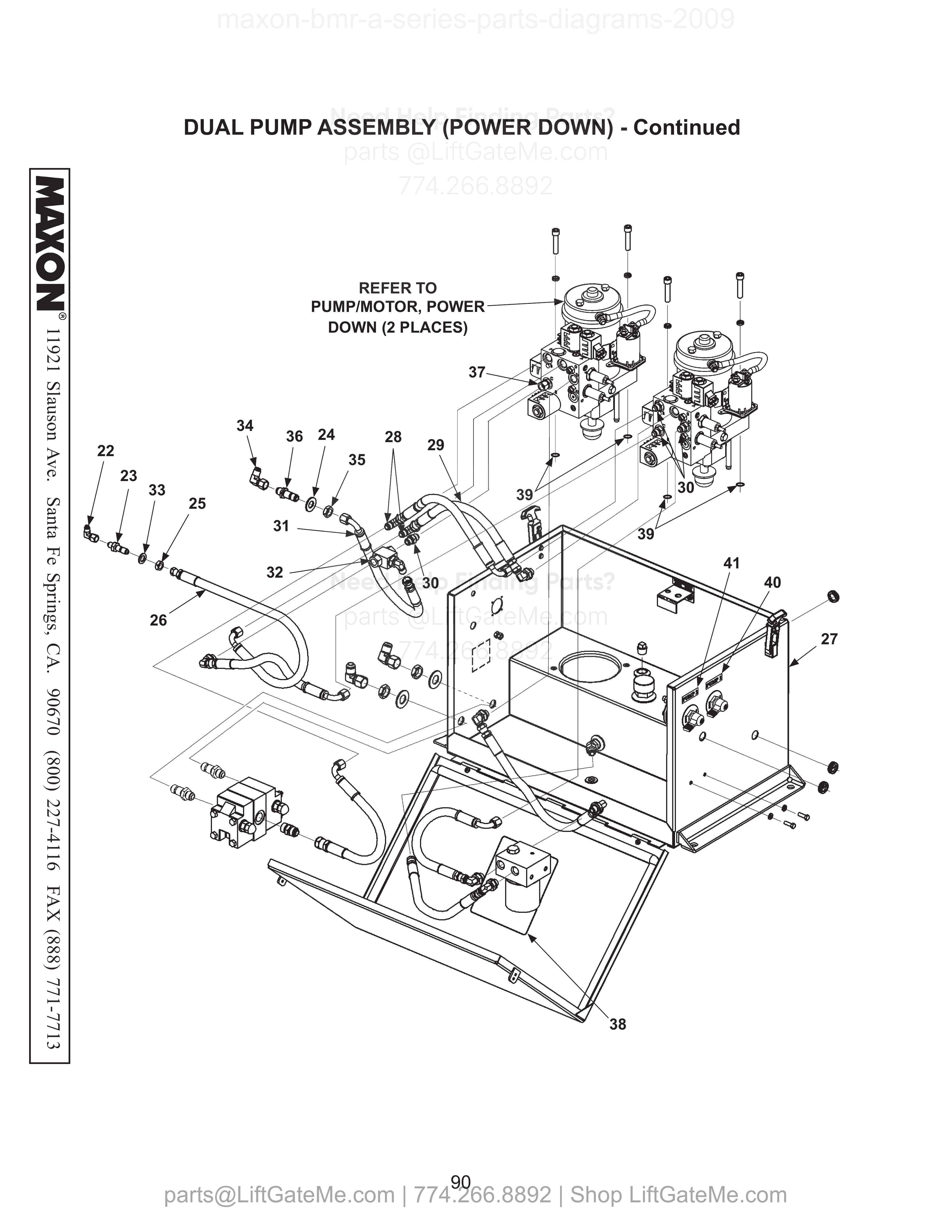 DUAL PUMP ASSEMBLY (POWER DOWN) - Continued diagram