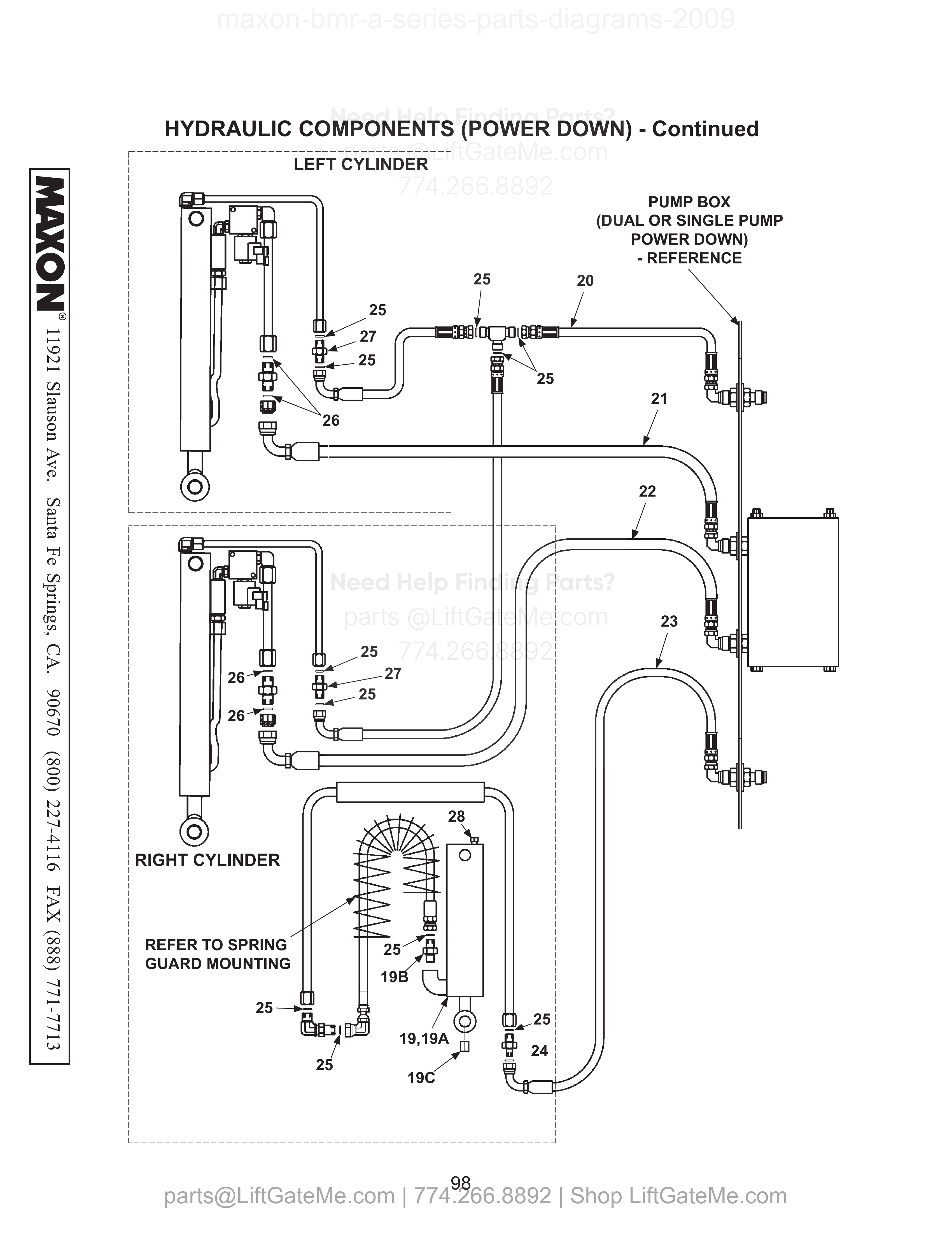 HYDRAULIC COMPONENTS (POWER DOWN) - Continued diagram