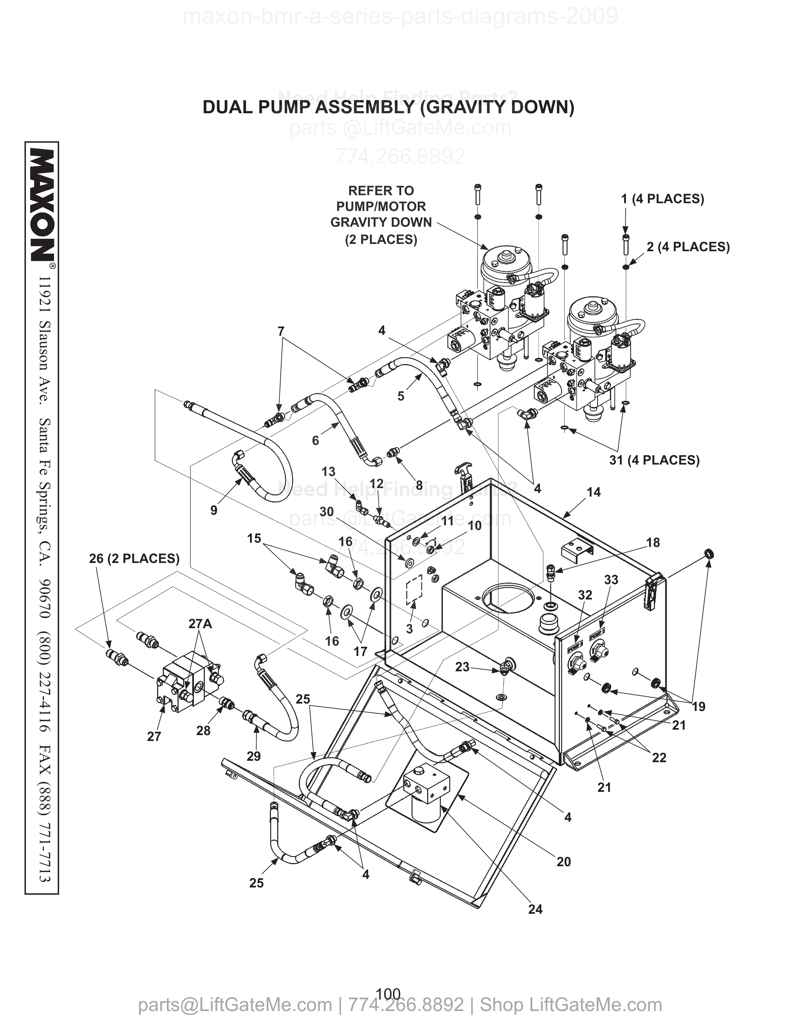 DUAL PUMP ASSEMBLY (GRAVITY DOWN) diagram