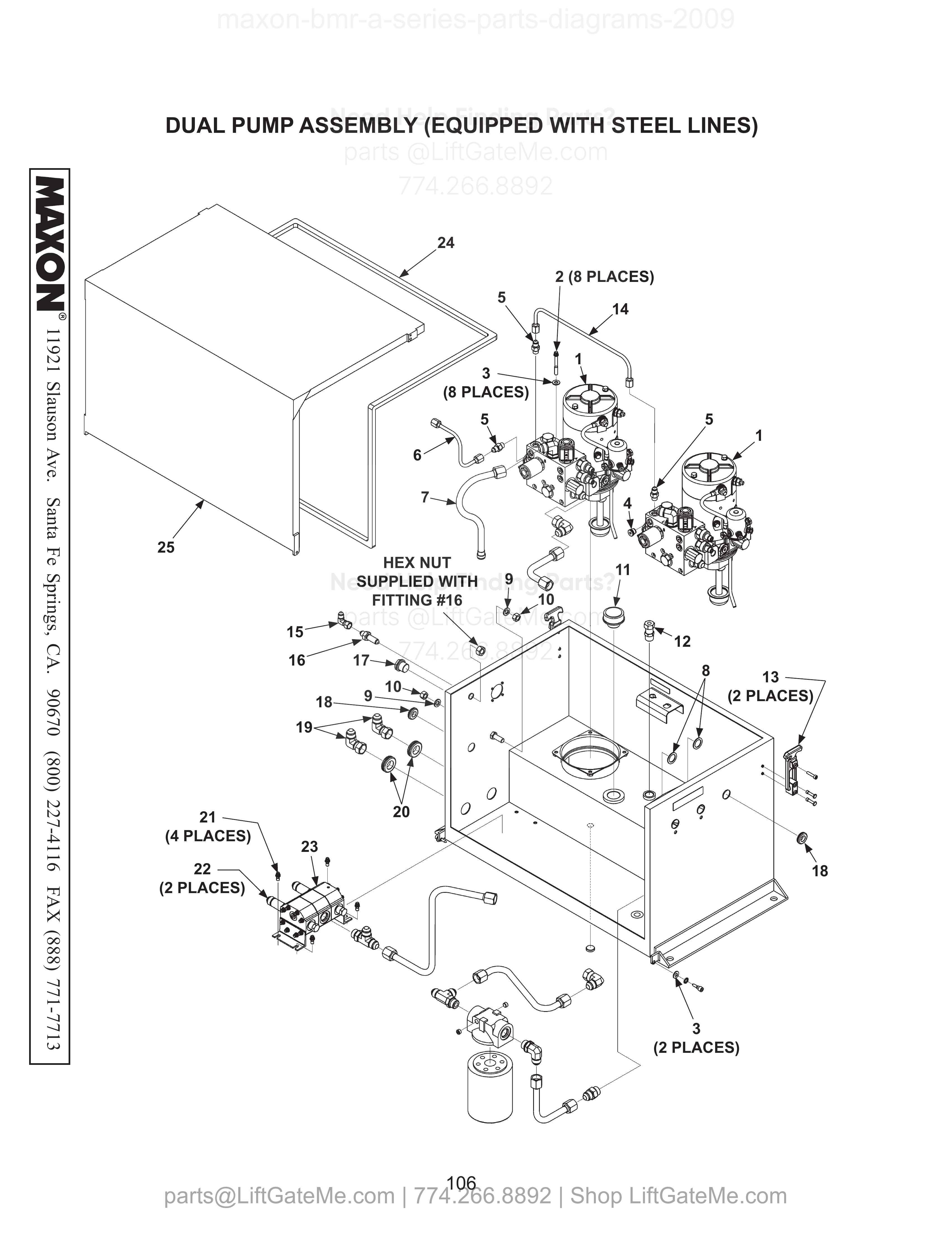 DUAL PUMP ASSEMBLY (EQUIPPED WITH STEEL LINES) diagram