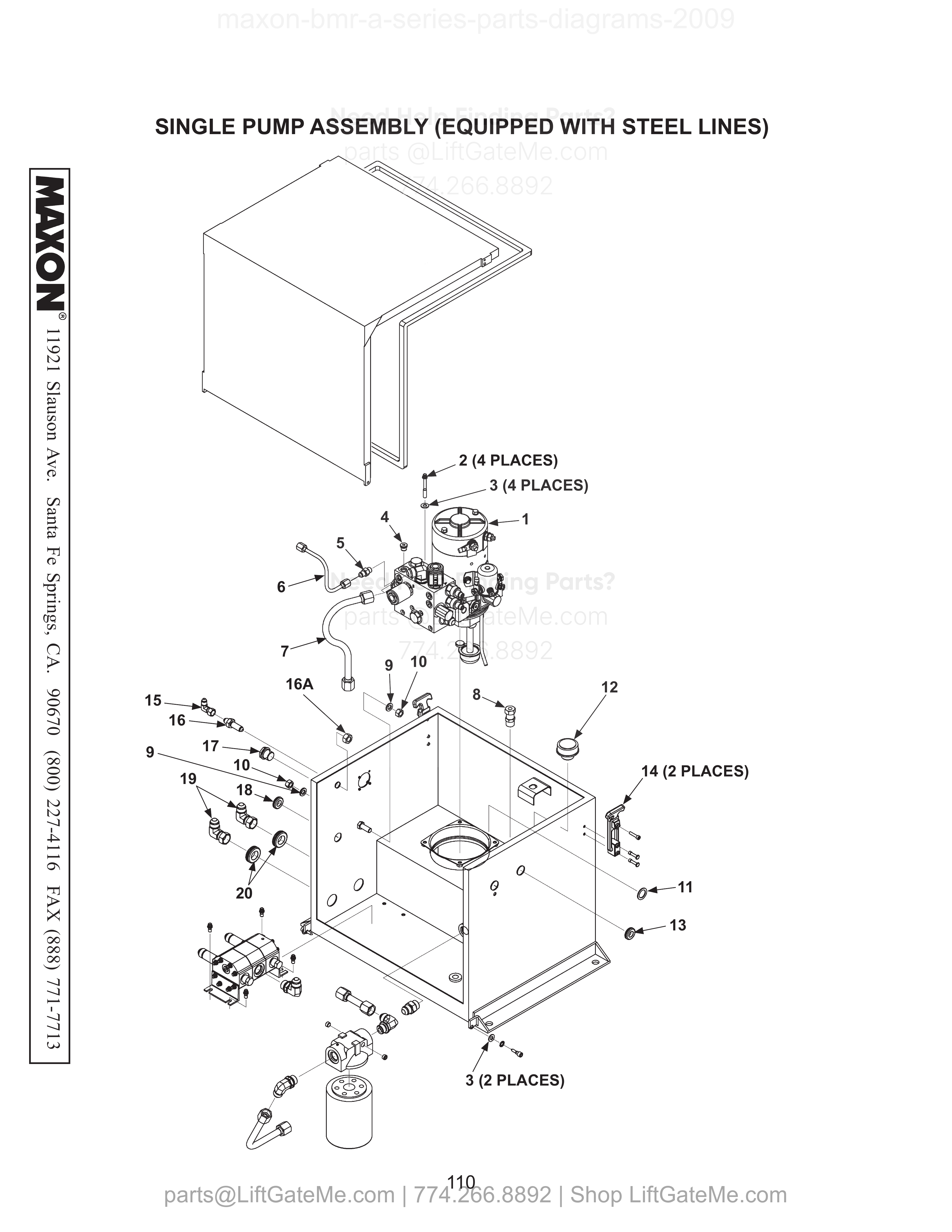 SINGLE PUMP ASSEMBLY (EQUIPPED WITH STEEL LINES) diagram
