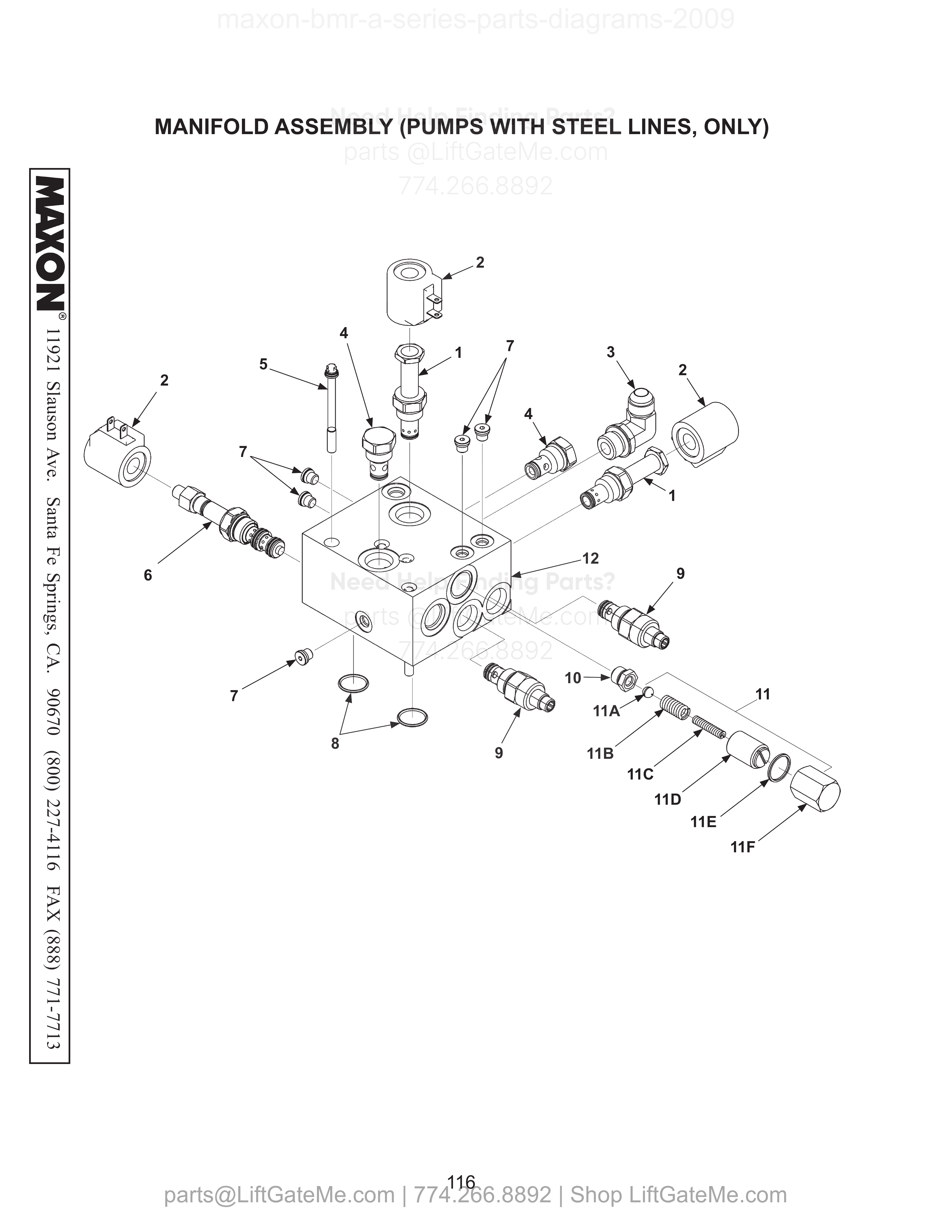MANIFOLD ASSEMBLY (PUMPS WITH STEEL LINES, ONLY) diagram