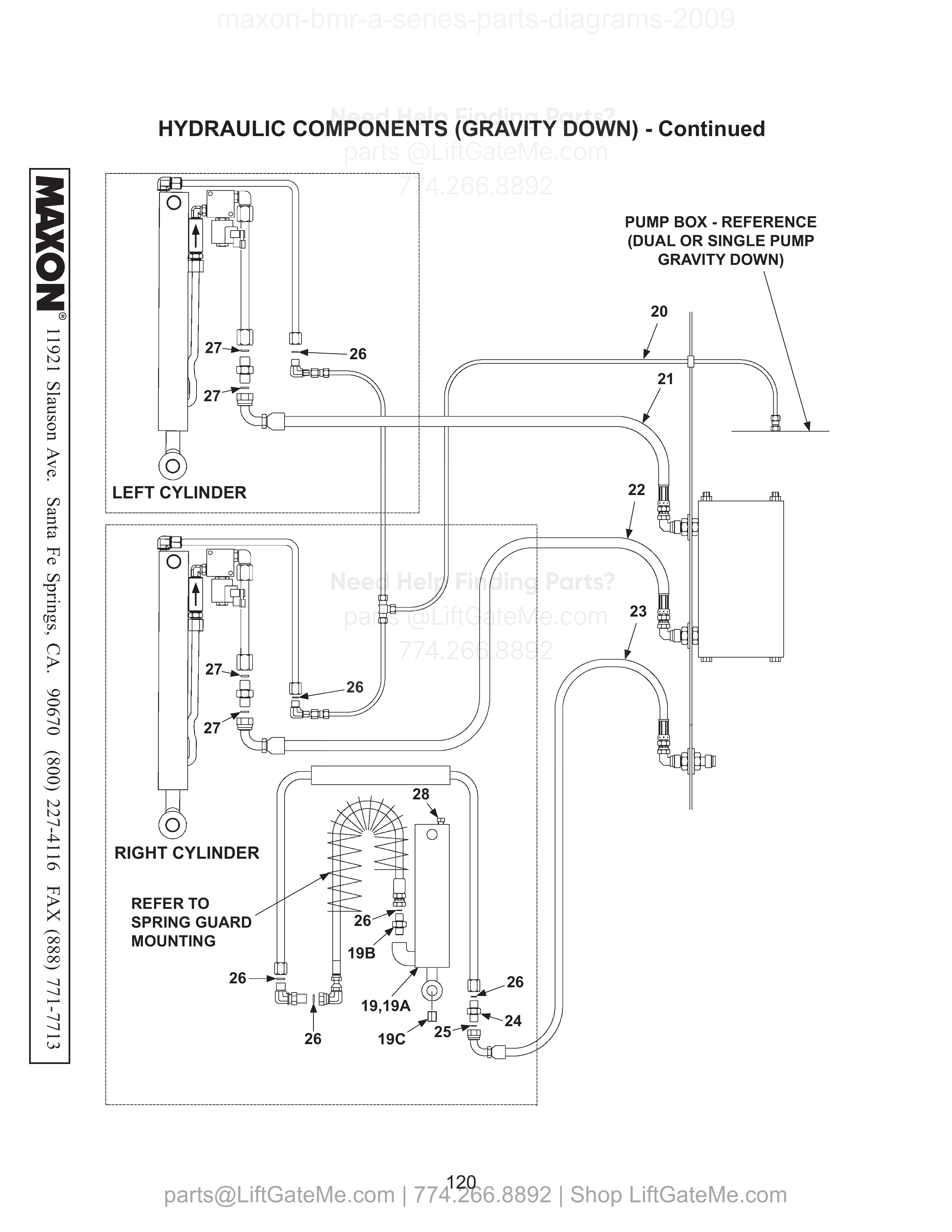 HYDRAULIC COMPONENTS (GRAVITY DOWN) - Continued diagram