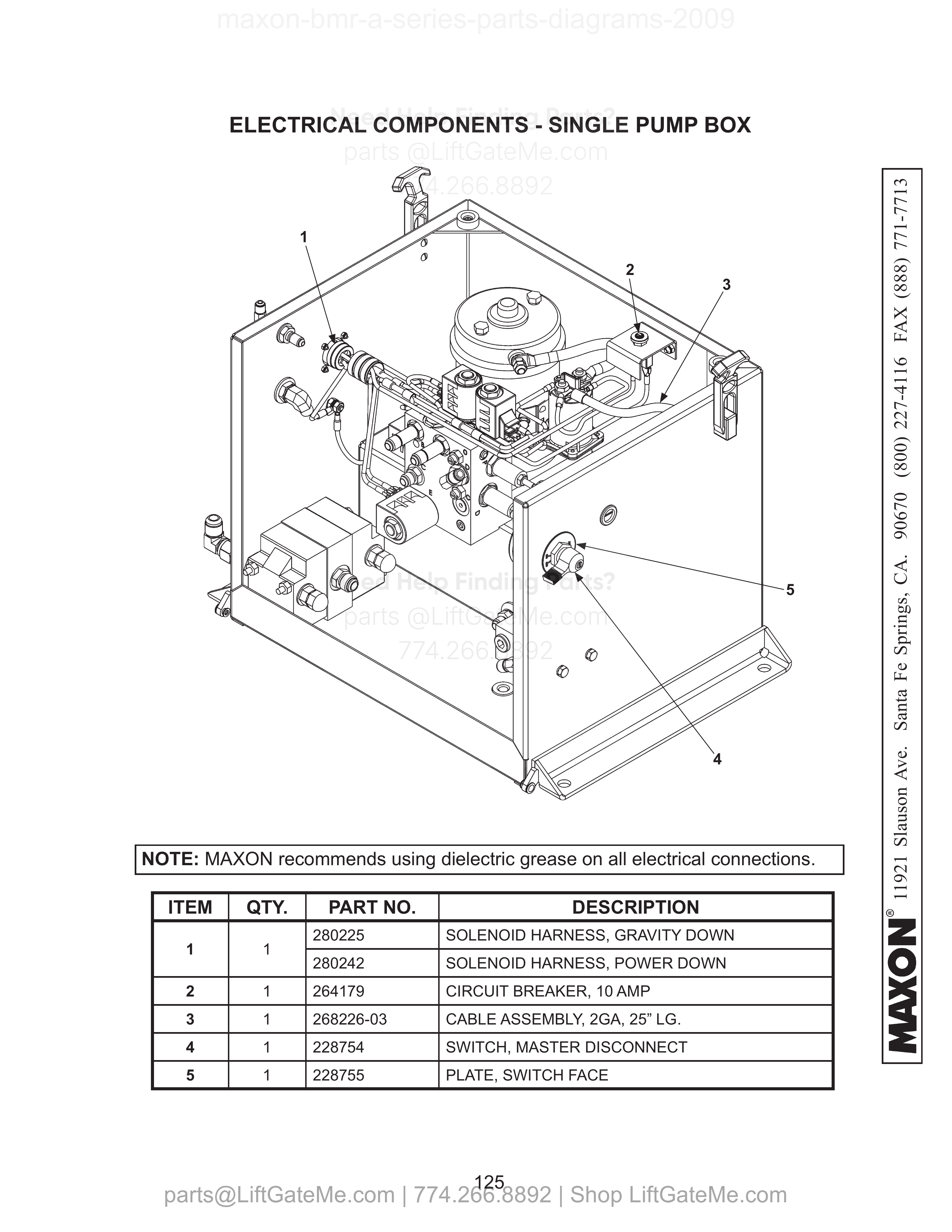 Electrical Components - Single Pump Box diagram