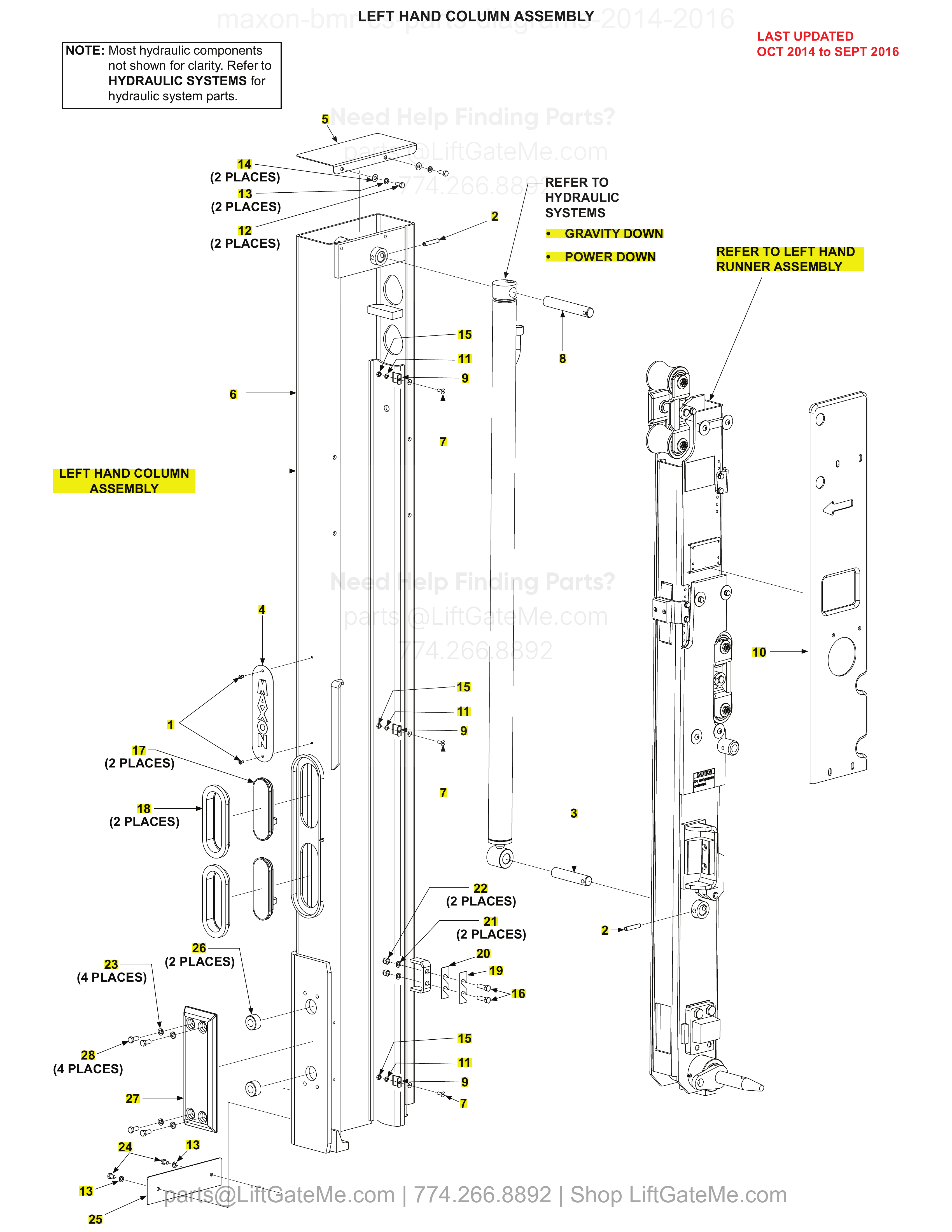 LEFT HAND COLUMN ASSEMBLY diagram