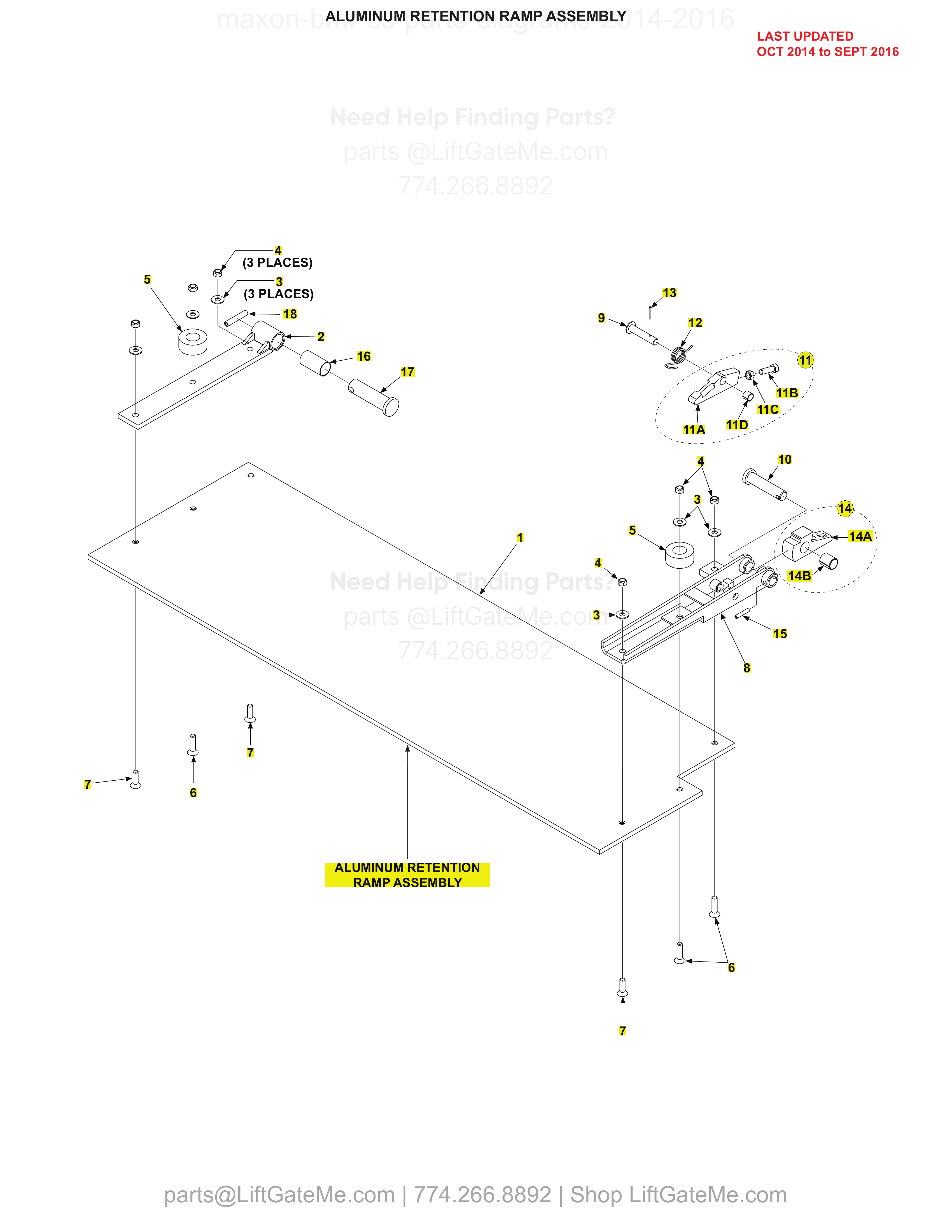 ALUMINUM RETENTION RAMP ASSEMBLY diagram