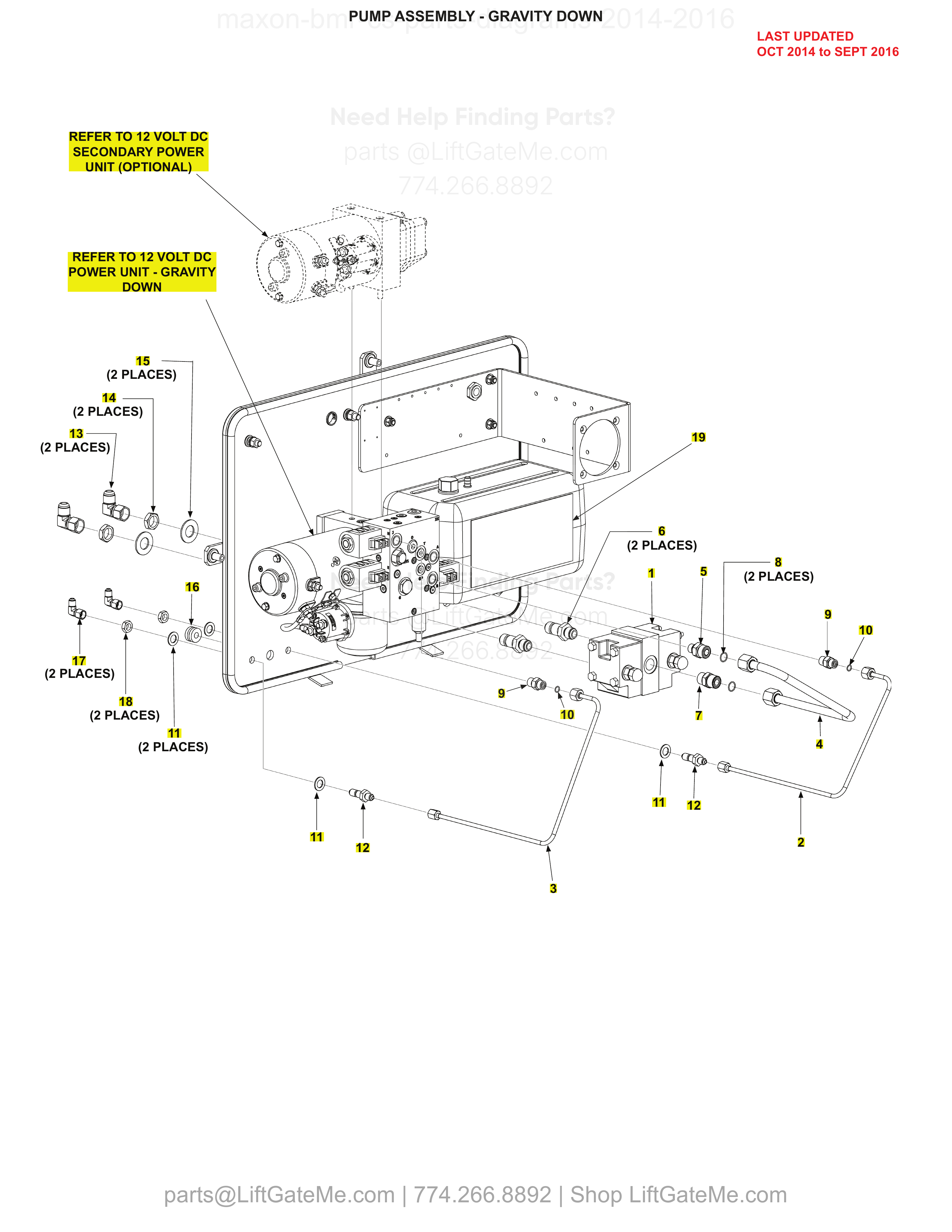 PUMP ASSEMBLY - GRAVITY DOWN diagram