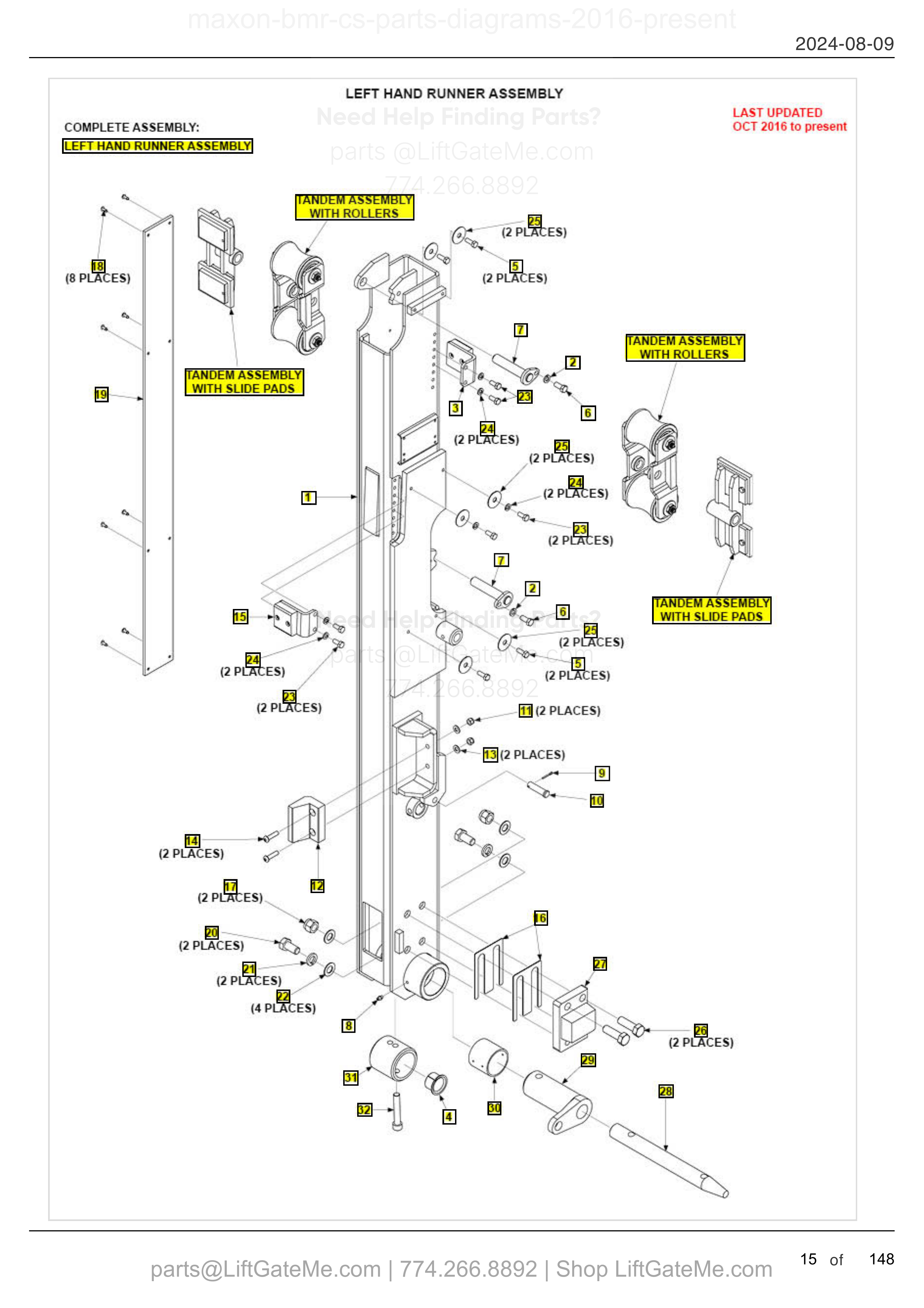 LEFT HAND RUNNER ASSEMBLY diagram