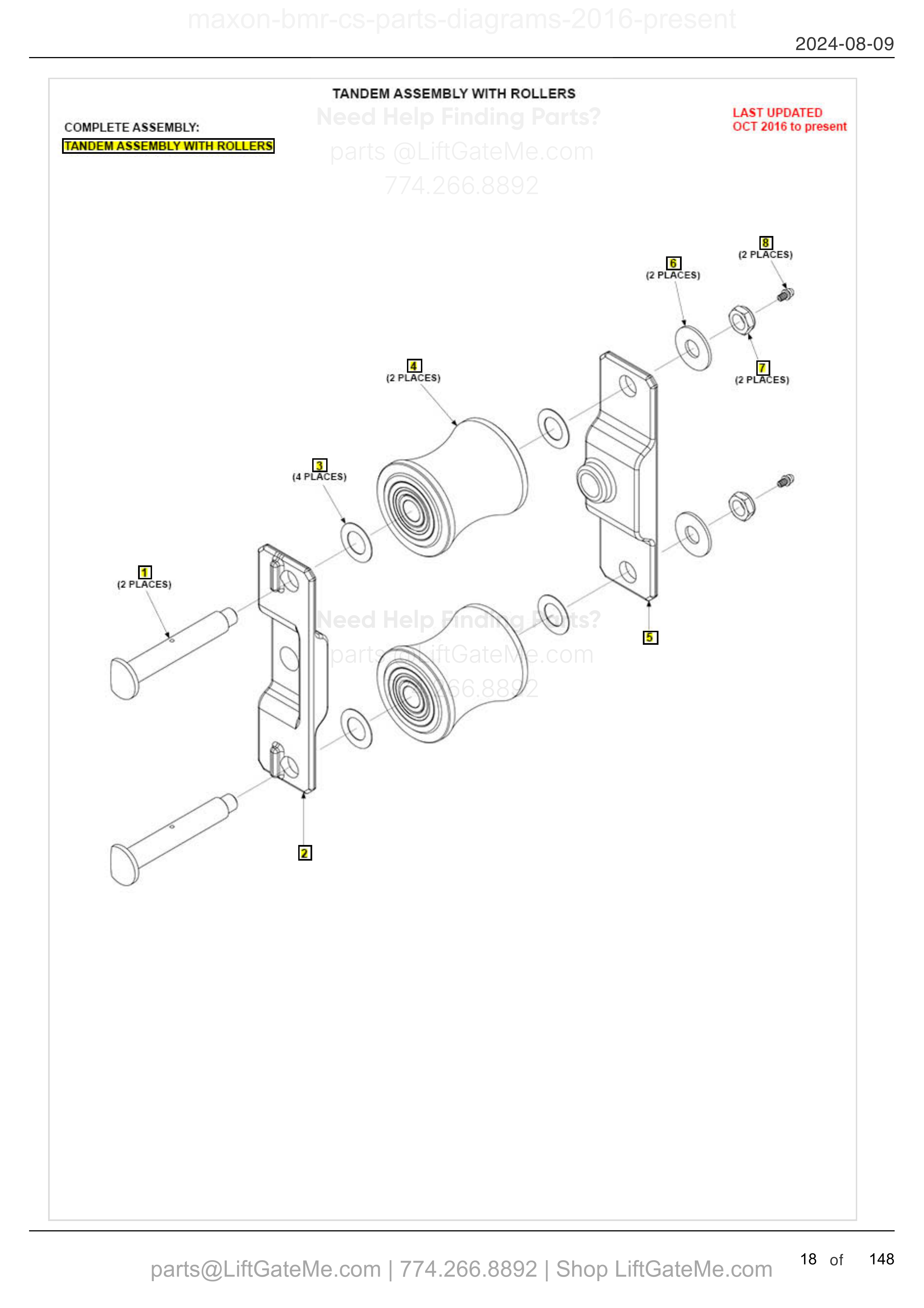 TANDEM ASSEMBLY WITH ROLLERS diagram
