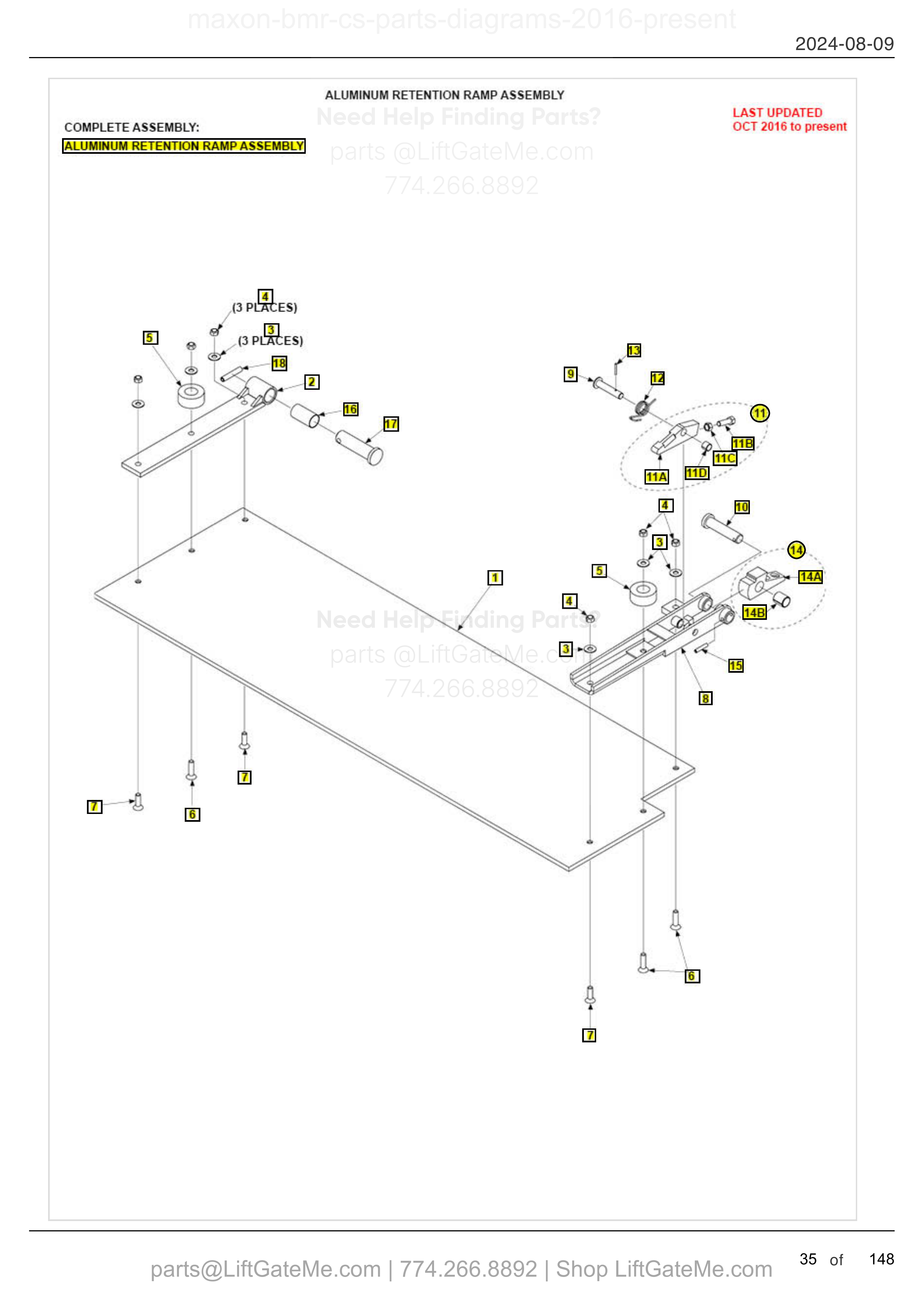 ALUMINUM RETENTION RAMP ASSEMBLY diagram