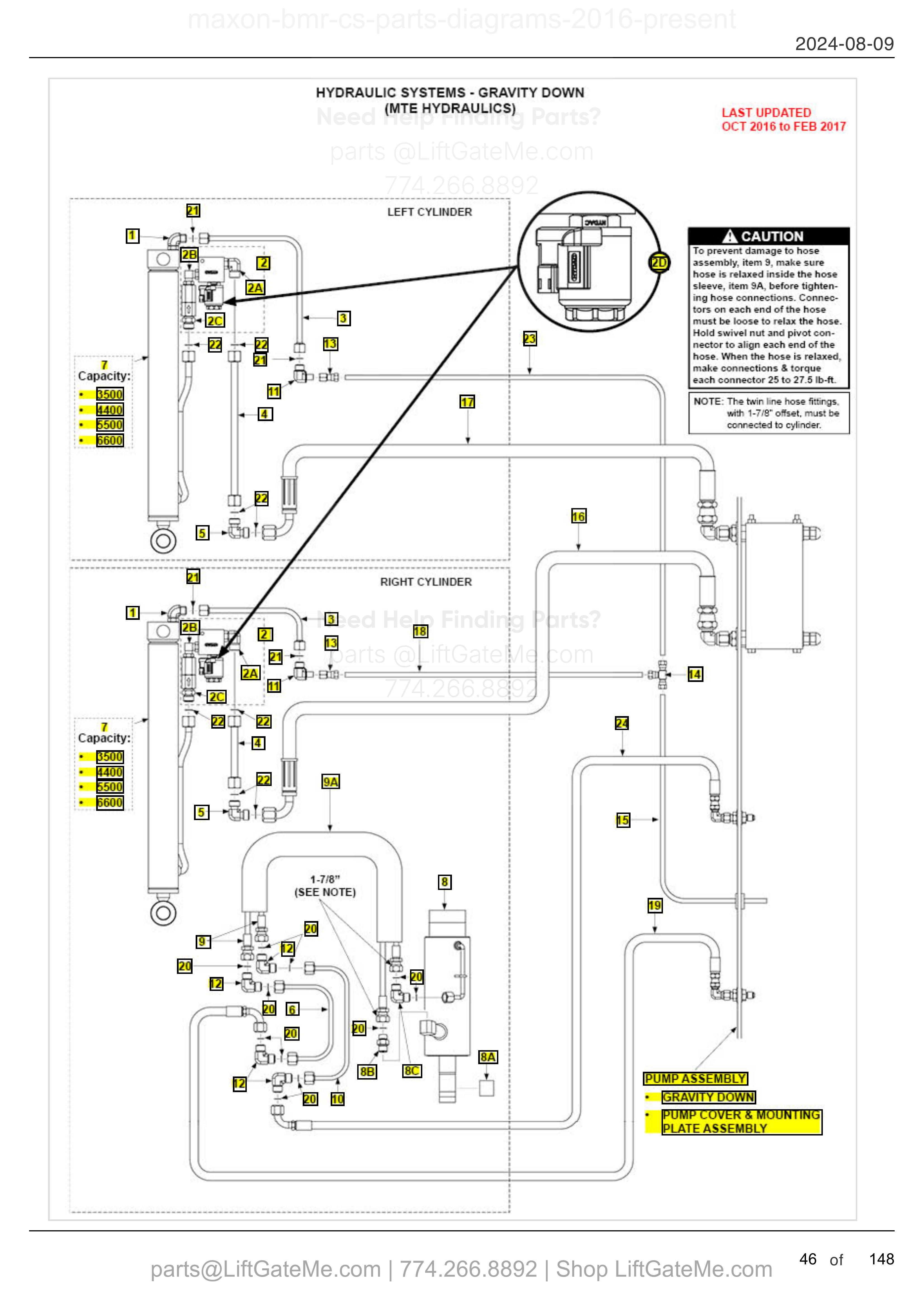 HYDRAULIC SYSTEMS - GRAVITY DOWN (MTE HYDRAULICS) diagram