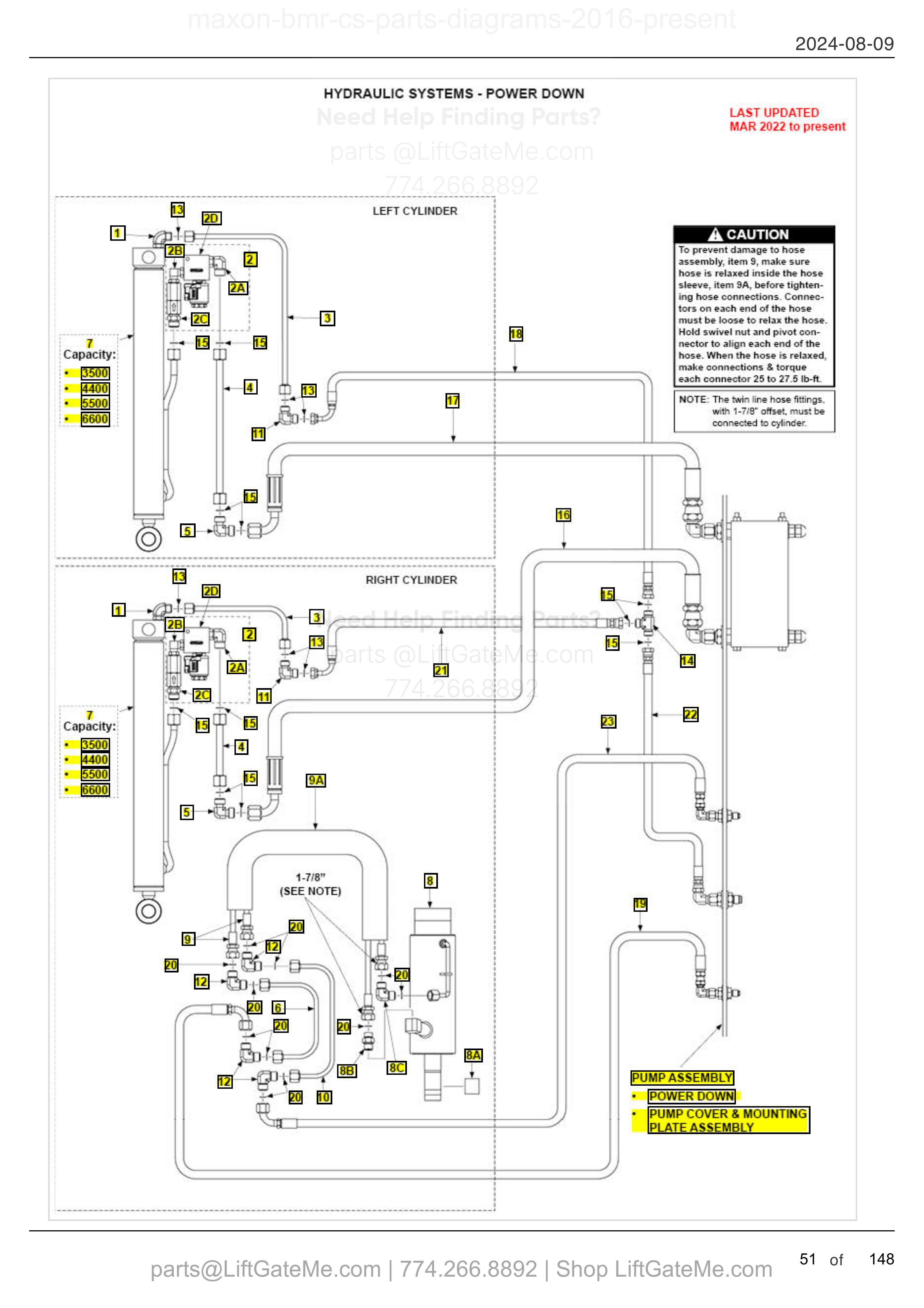 HYDRAULIC SYSTEMS - POWER DOWN diagram