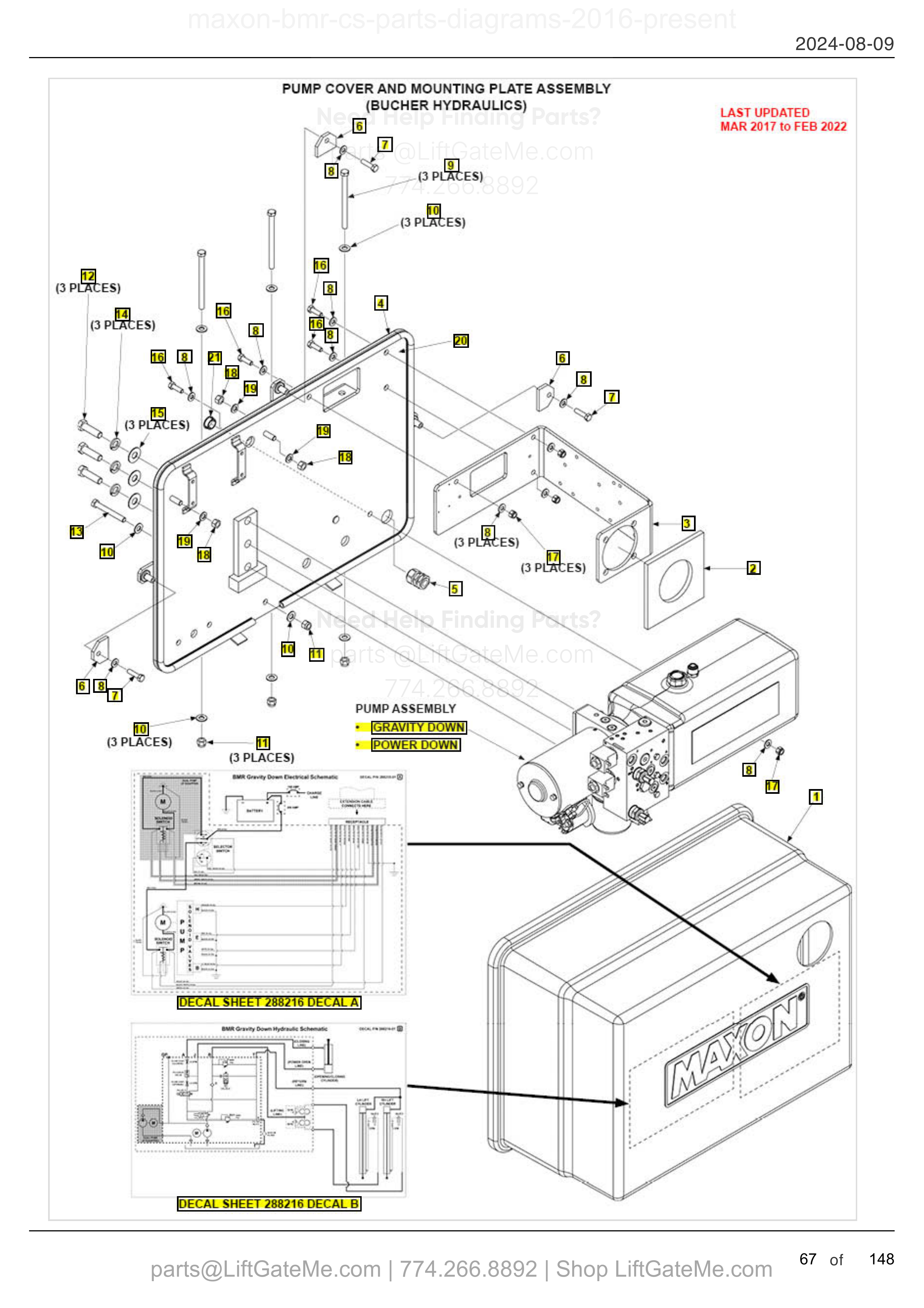 PUMP COVER AND MOUNTING PLATE ASSEMBLY (BUCHER HYDRAULICS) diagram