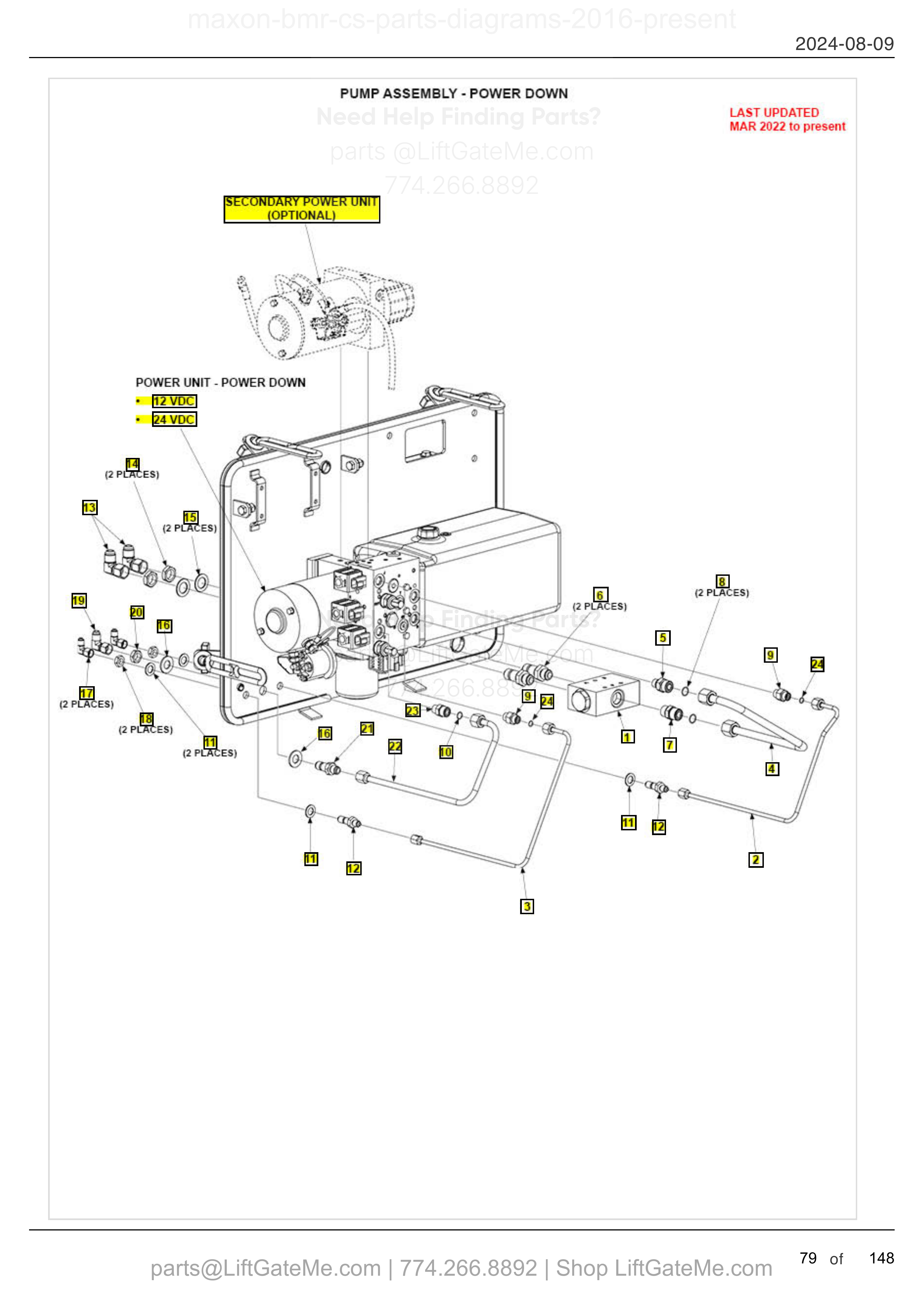 PUMP ASSEMBLY - POWER DOWN diagram