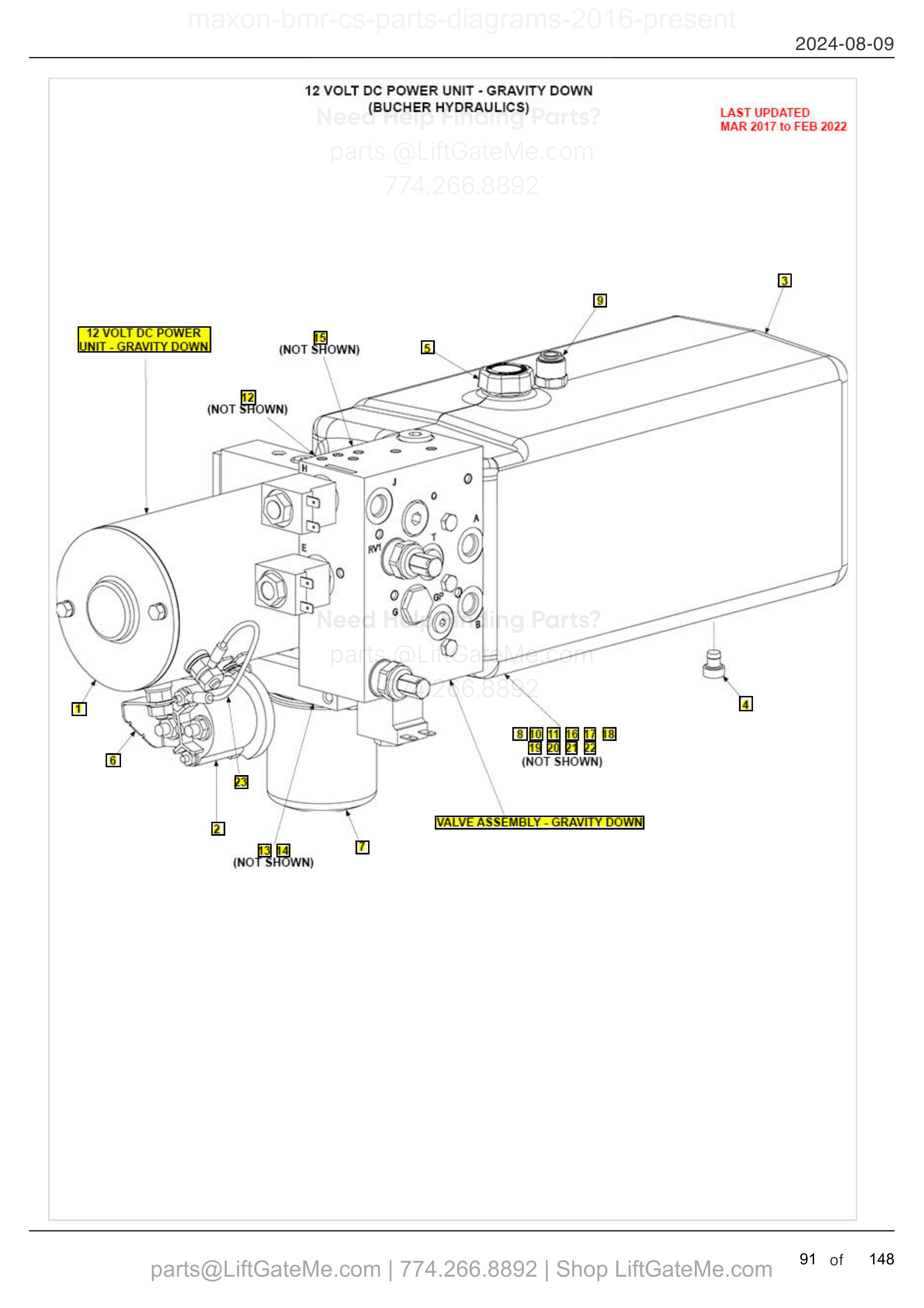 12 VOLT DC POWER UNIT - GRAVITY DOWN (BUCHER HYDRAULICS) diagram