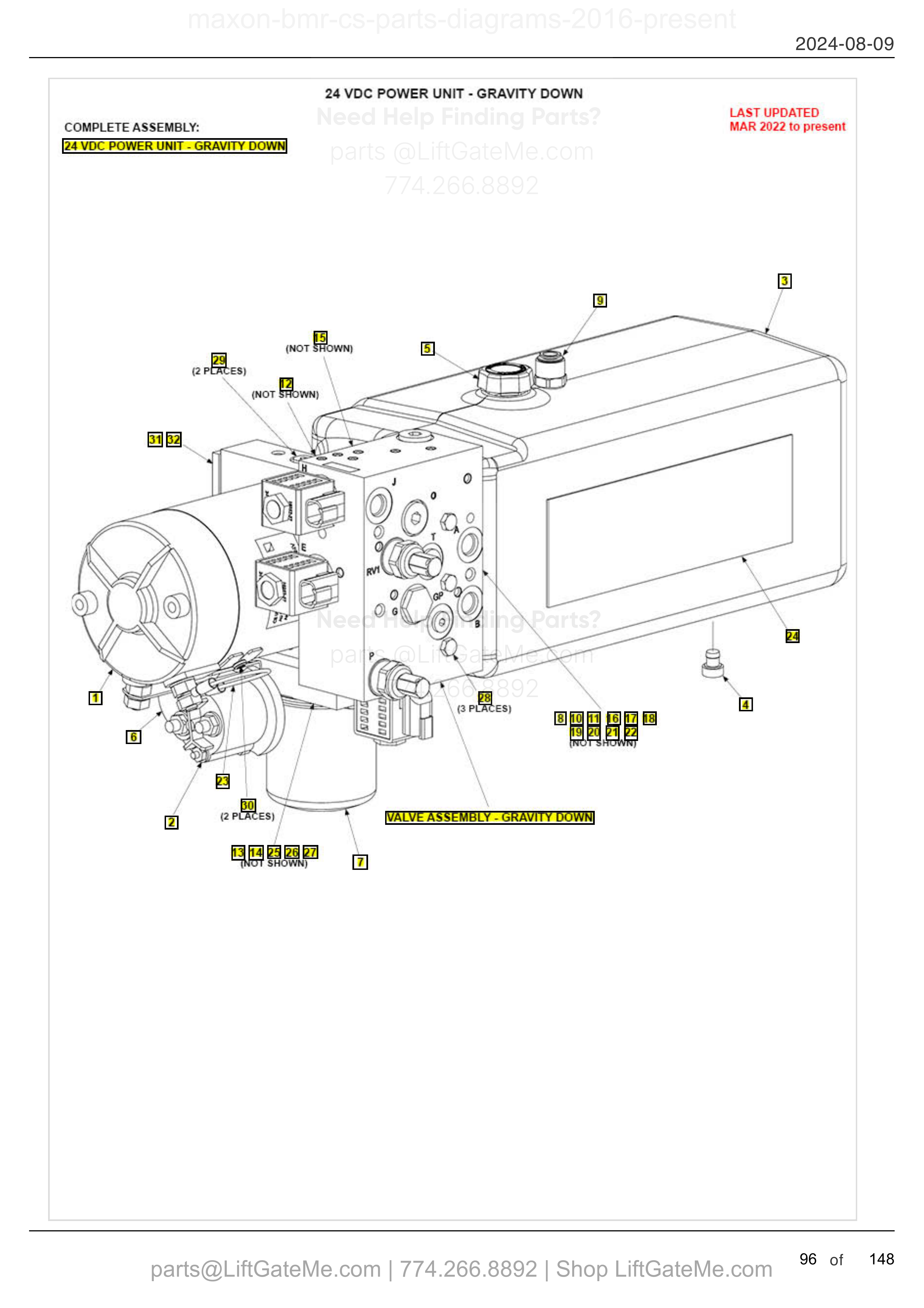 24 VDC POWER UNIT - GRAVITY DOWN diagram